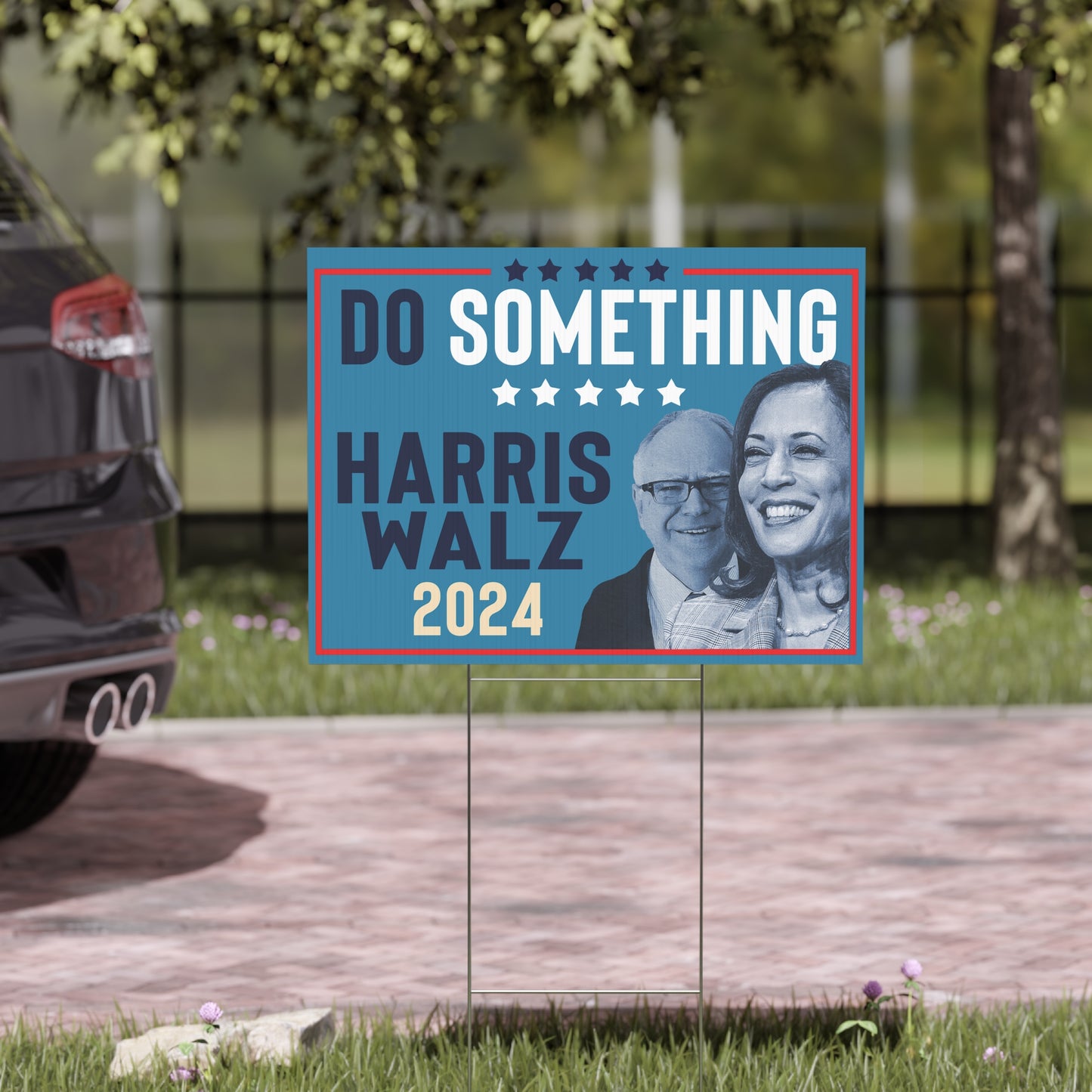 Michelle Obama Do Something, Harris Walz Lawn Sign, Double Sided Yard Sign with Stand, Kamala Yard Sign, Lawn Sign 18" x 24", Do Something