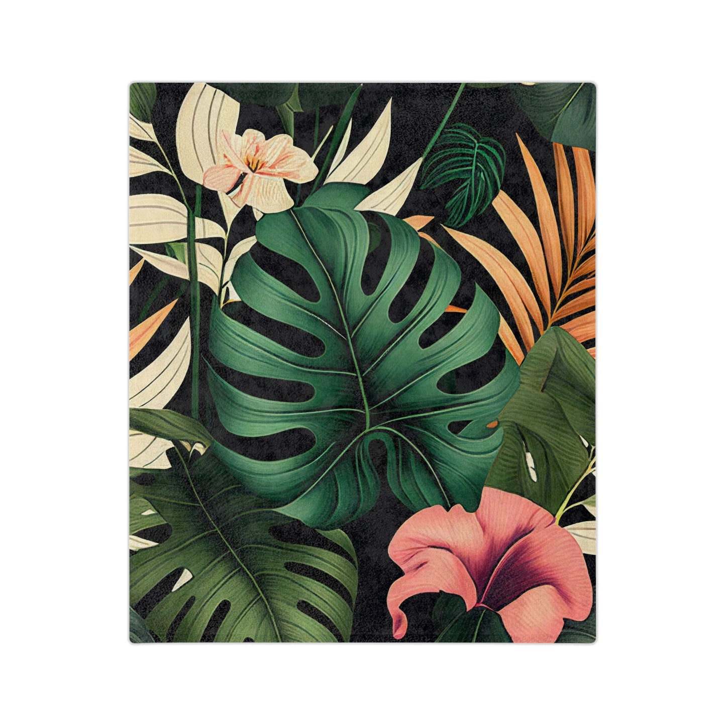 Terrific Tropical Monstera Leaf Pattern Throw Sofa Bed Blanket - Soft Thick Velveteen Minky Throw Blanket