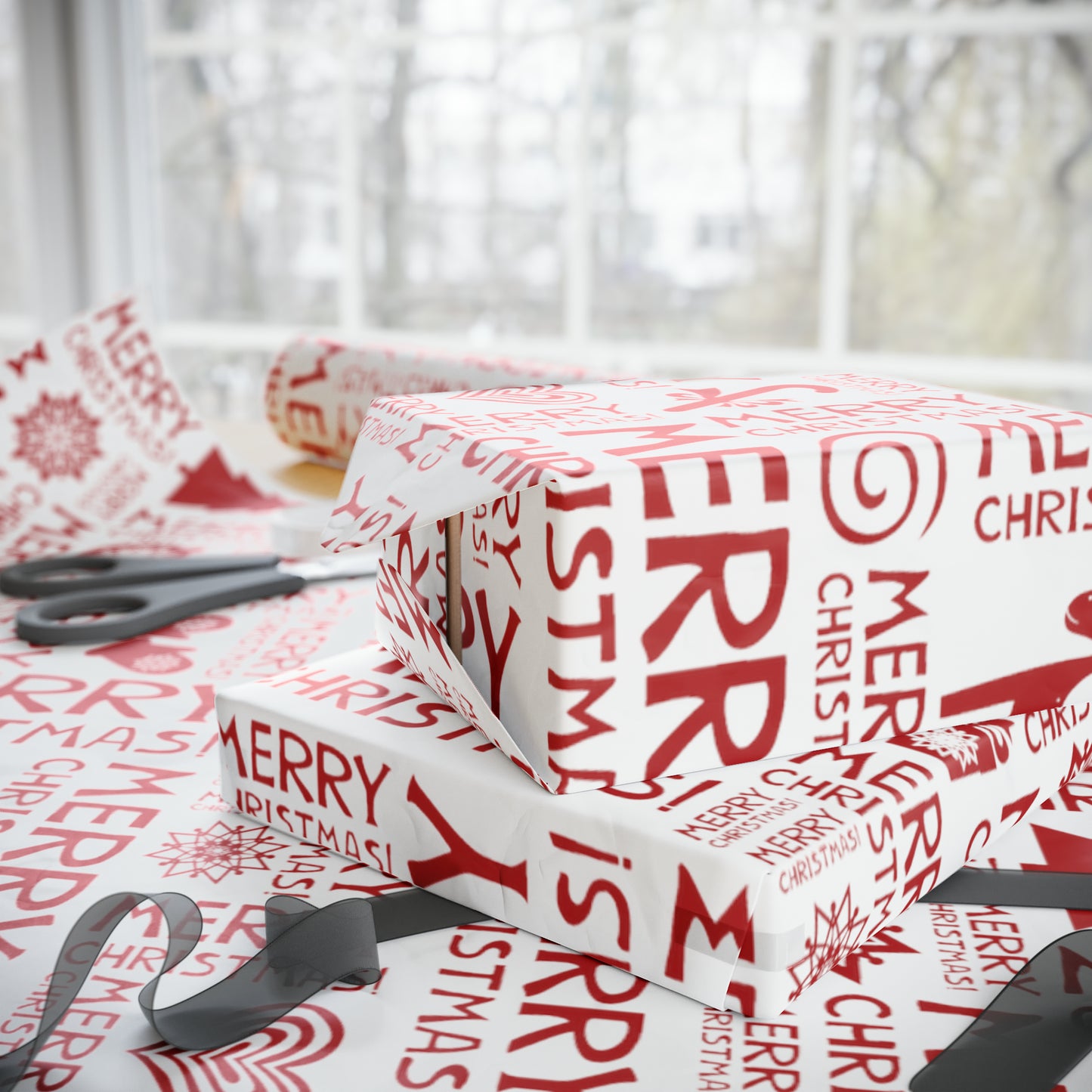 Cute Holiday Christmas Gift Wrap - Red and White Christmas Wrapping Paper