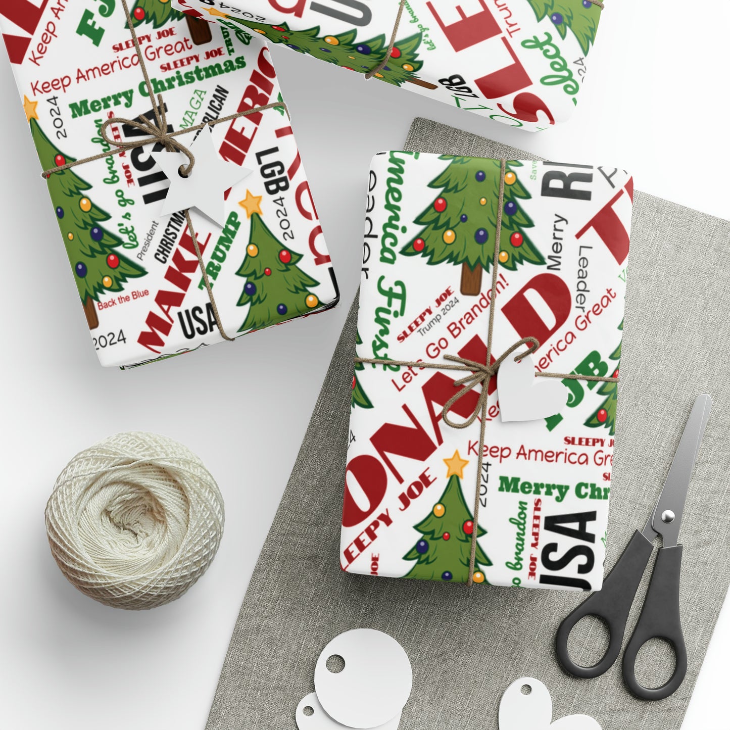 Christmas Word Wrap Trump Gift Wrap for Gifts Christmas - Let's Go Brandon Gift Wrap
