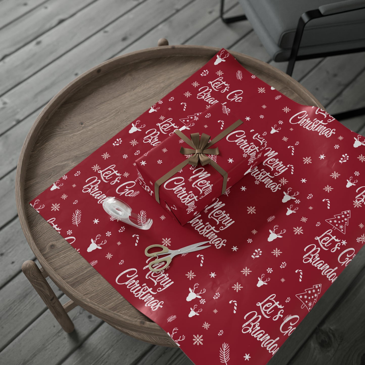 Red Christmas Gift Trump Wrapping Paper Trump Christmas Gift Let's Go Brandon Gift Wrap