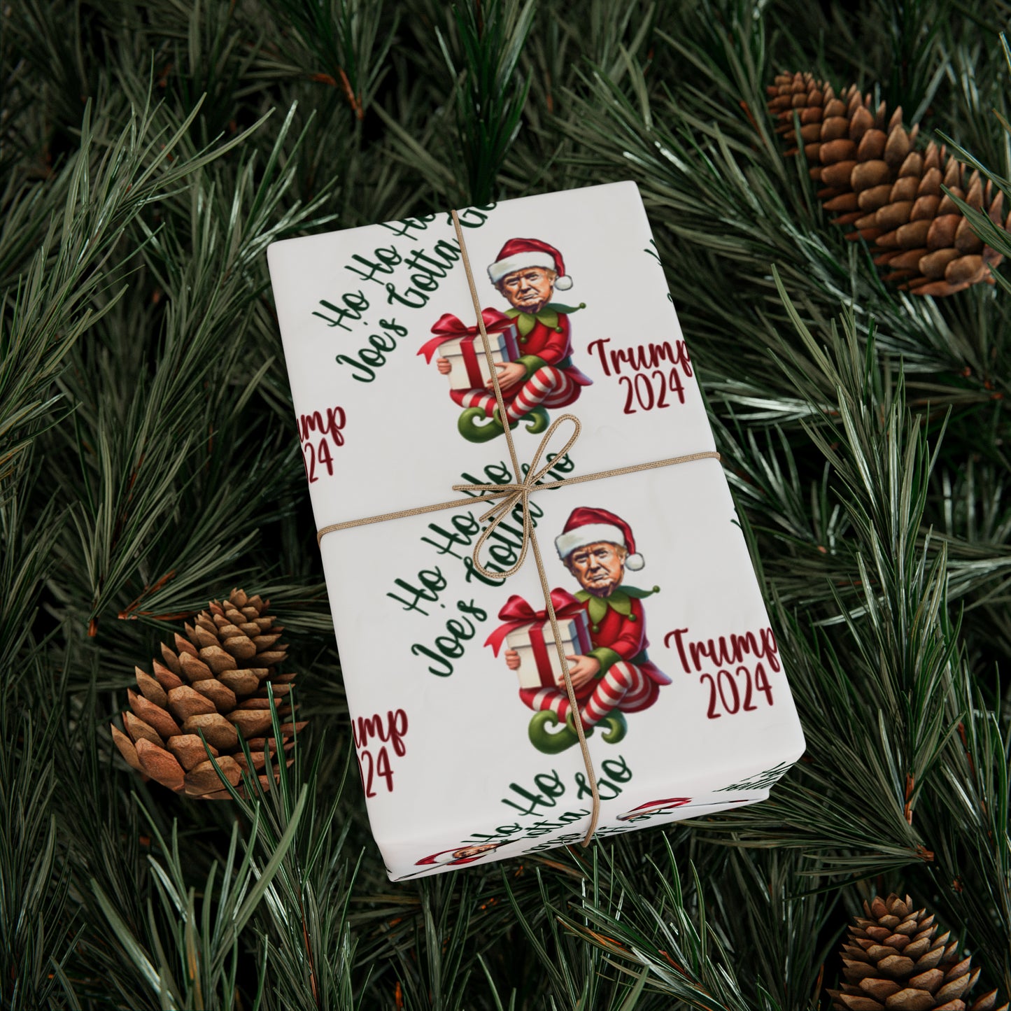 Trump Vs Biden Gift Wrap Christmas Gift Wrap Elf Trump 2024 Trump Elf Christmas Funny Gift Wrap Ho Ho Ho Joe's Gotta Go