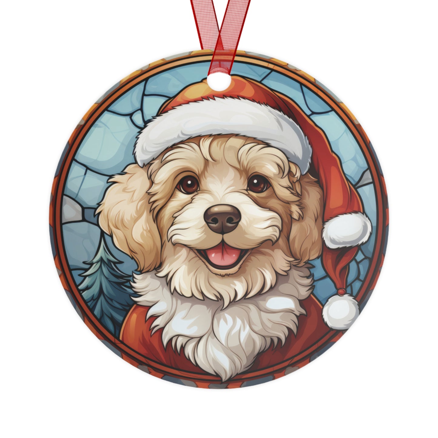 Puppy Dog Stained Glass Style Owl Ornament Lightweight Shaterproof Metal Ornaments Christmas Ornament Exchange Christmas Dog Ornament