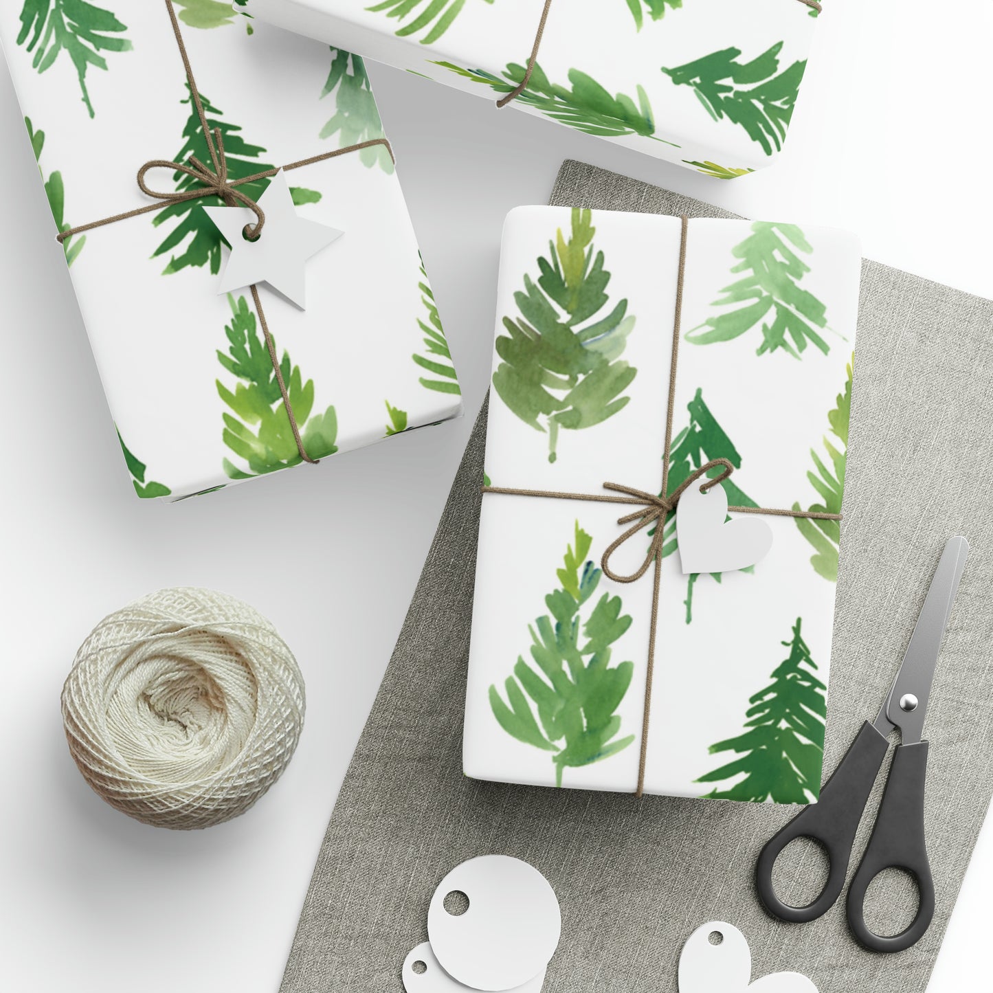 Gorgeous Green Pastel Trees Christmas Gift Wrap - Christmas Trees Wrapping Paper
