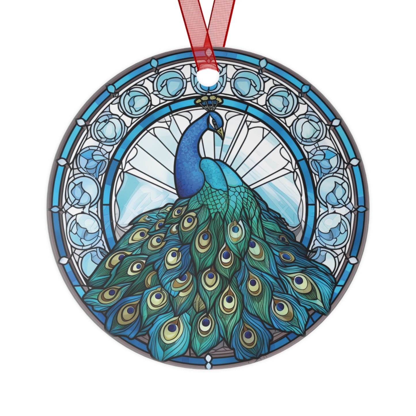 Peacock Ornament Stained Glass Style Ornament Lightweight Shaterproof Metal Ornaments Christmas Ornament Exchange Christmas Peacock Feathers