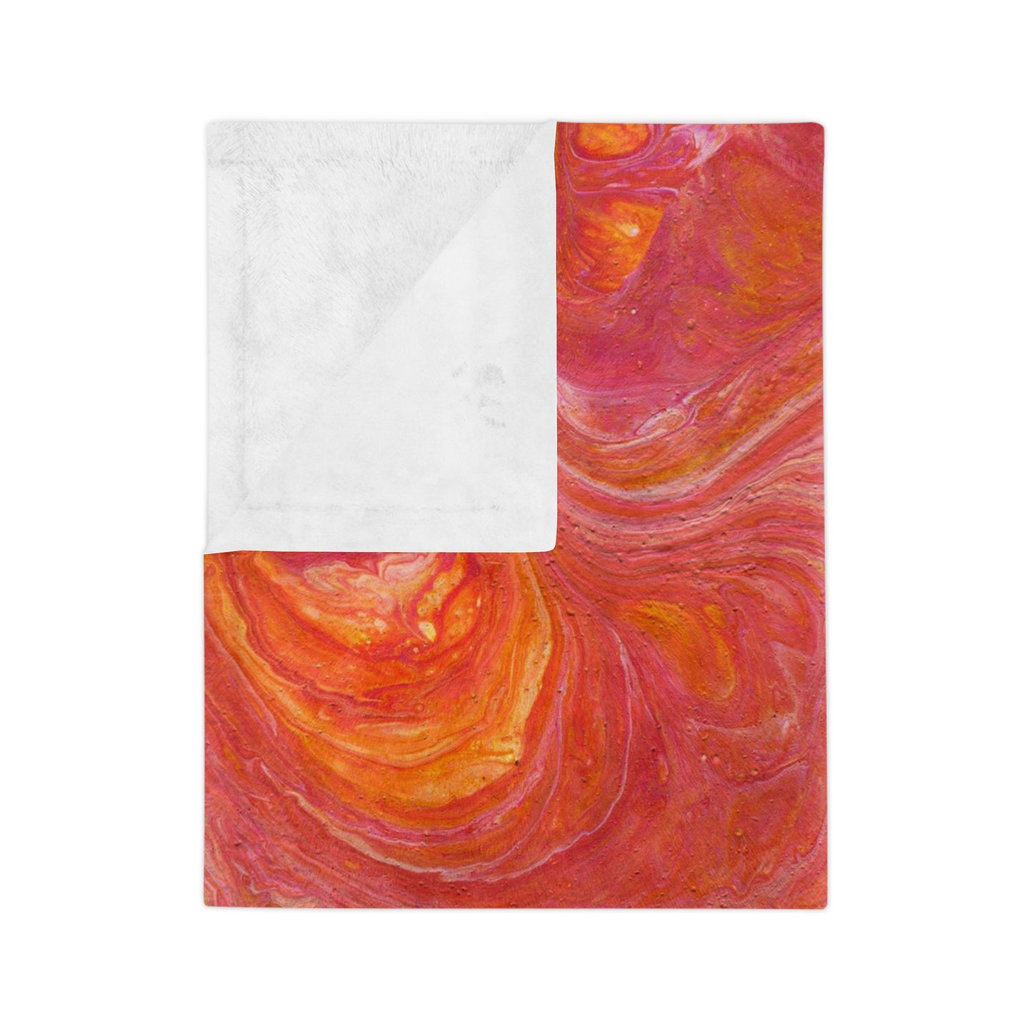 Orange Pink Hues Acrylic Fluid Pattern Style Throw Sofa Bed Blanket - Soft Thick Velveteen Minky Throw Blanket