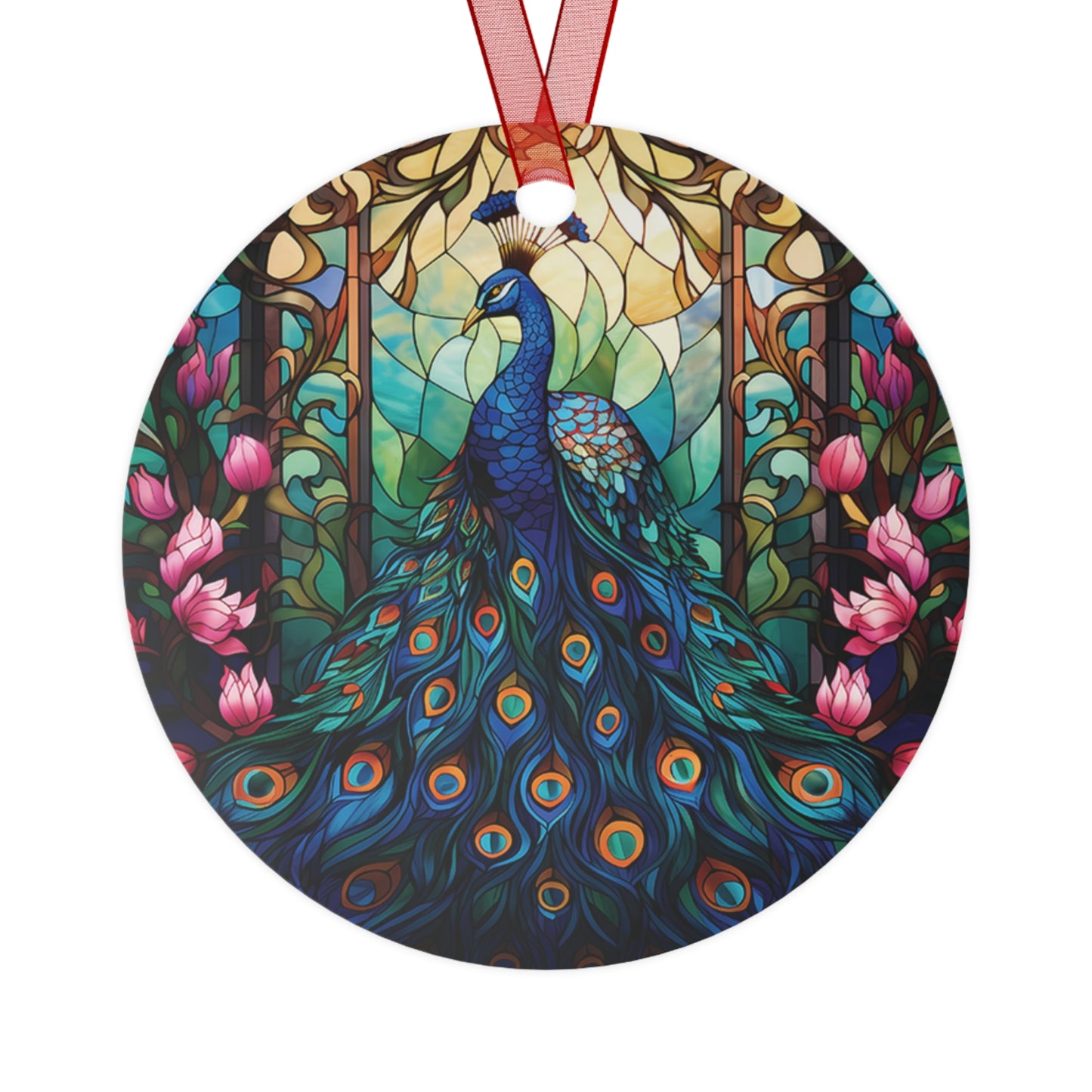 Peacock Ornament Stained Glass Style Ornament Lightweight Shaterproof Metal Ornaments Christmas Ornament Exchange Christmas Peacock Feathers