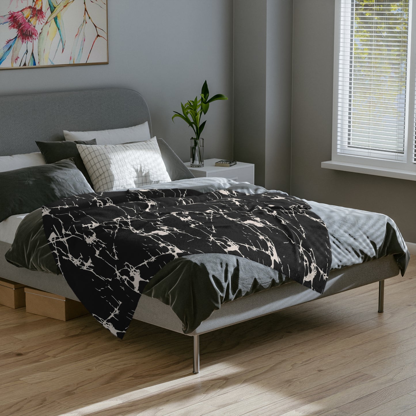 Marvelous Marble Theme Throw Sofa Bed Blanket Black White Marble - Soft Thick Velveteen Minky Throw Blanket