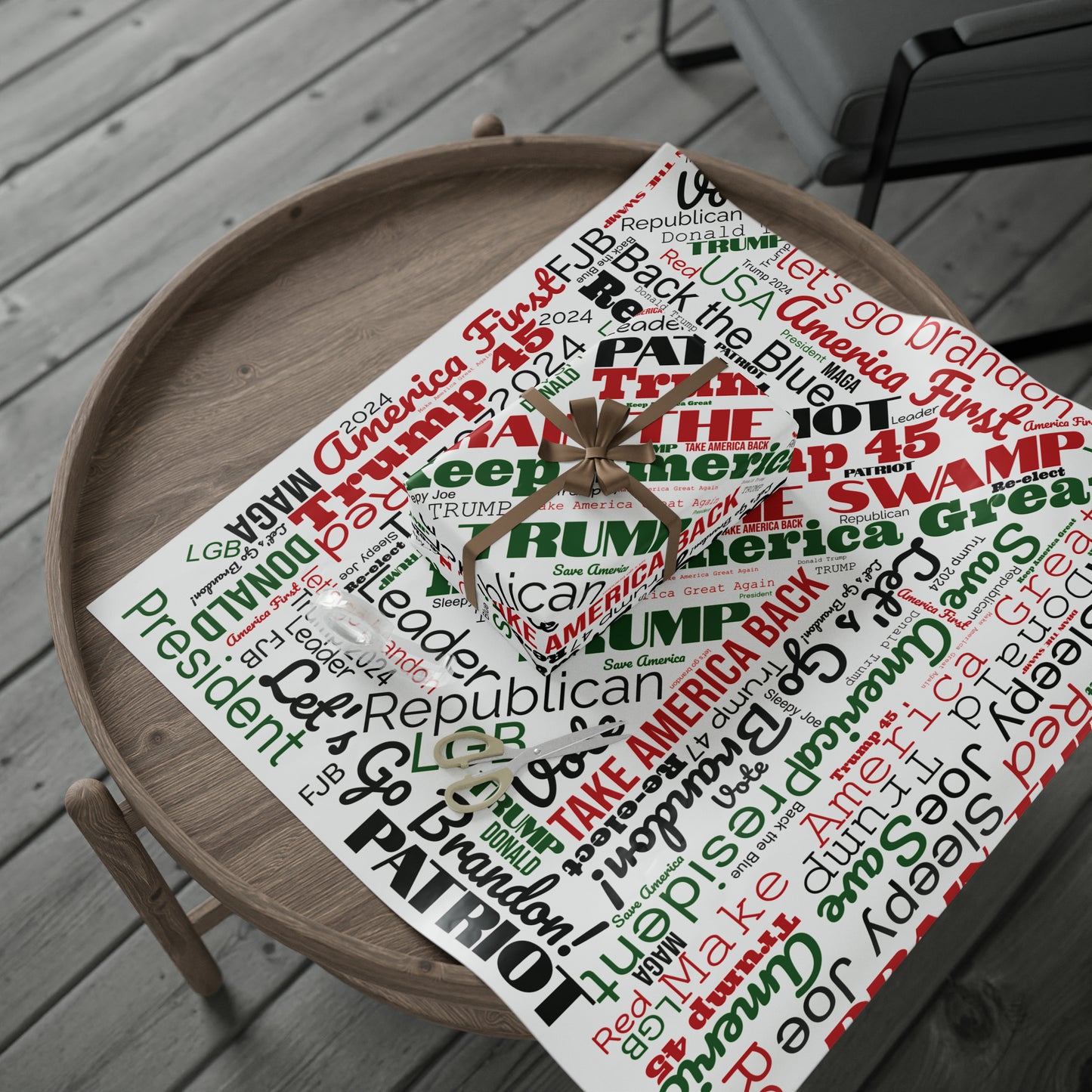 Pro Trump Gift Wrap for Gifts Christmas - Let's Go Brandon Gift Wrap - Maga Save America