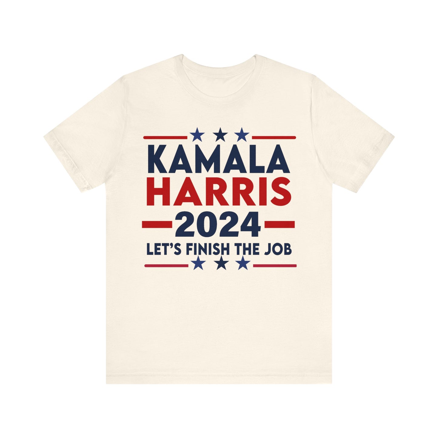 Kamala Harris Shirt, Let's Finish The Job, Bella Canvas 3001 Unisex T-Shirt Vote Kamala Harris President, Biden Drops, Pro Kamala Campaign