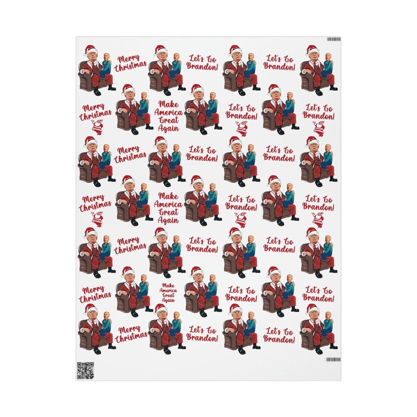 Greatest Trump Gift Wrap for Christmas - Let's Go Brandon Gift Wrap - Santa Trump Confused Biden Sitting on Lap Gift Wrap