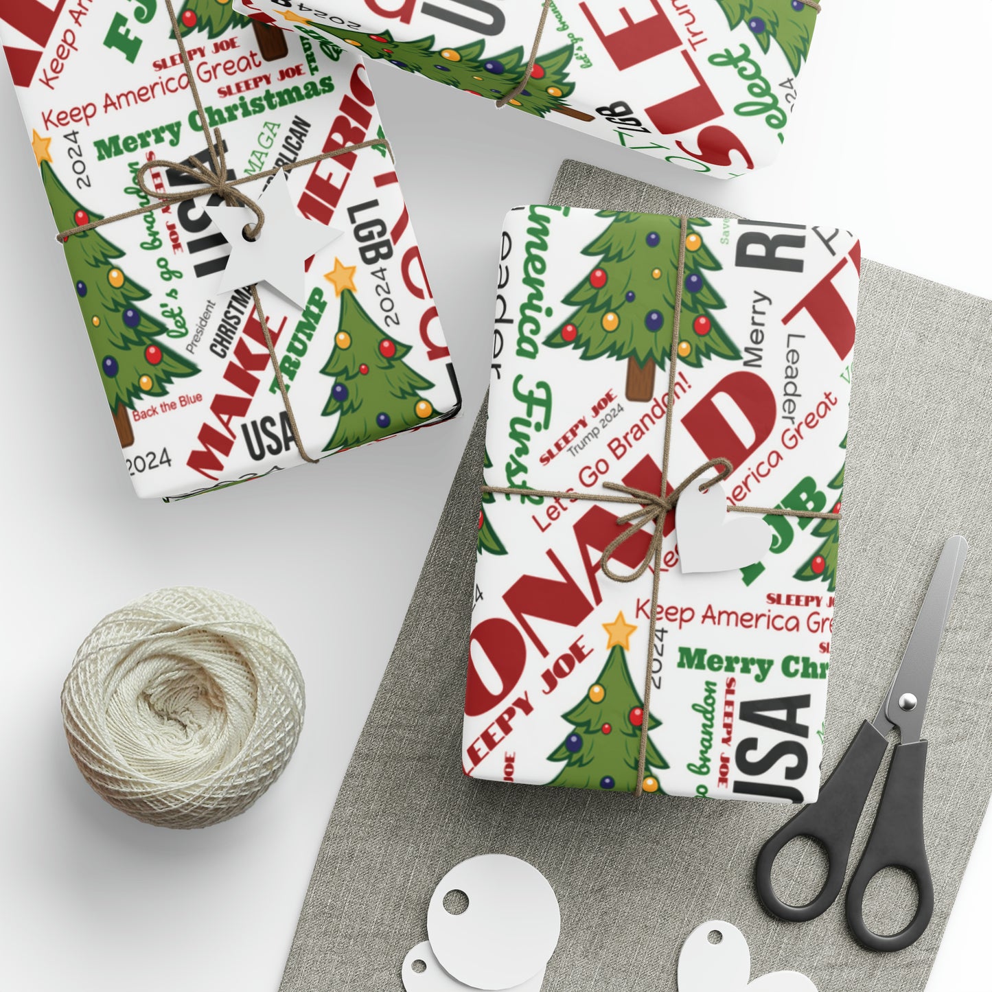 Christmas Word Wrap Trump Gift Wrap for Gifts Christmas - Let's Go Brandon Gift Wrap