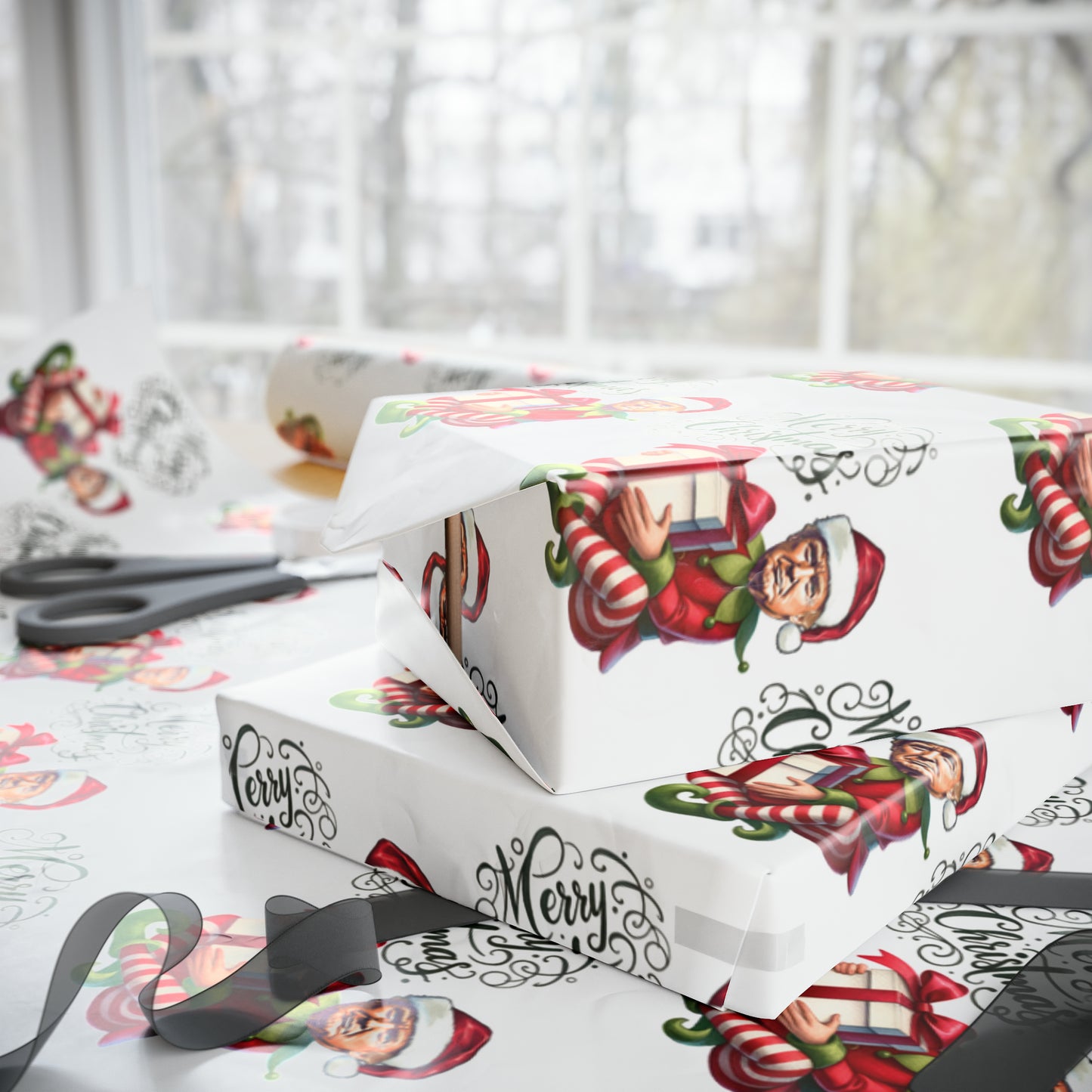 The Great Trump Elf Gift Wrap Merry Christmas Gift Wrap Elf Trump 2024 Trump Wrapping Paper Trump Christmas Funny Gift Wrap MAGA Trump