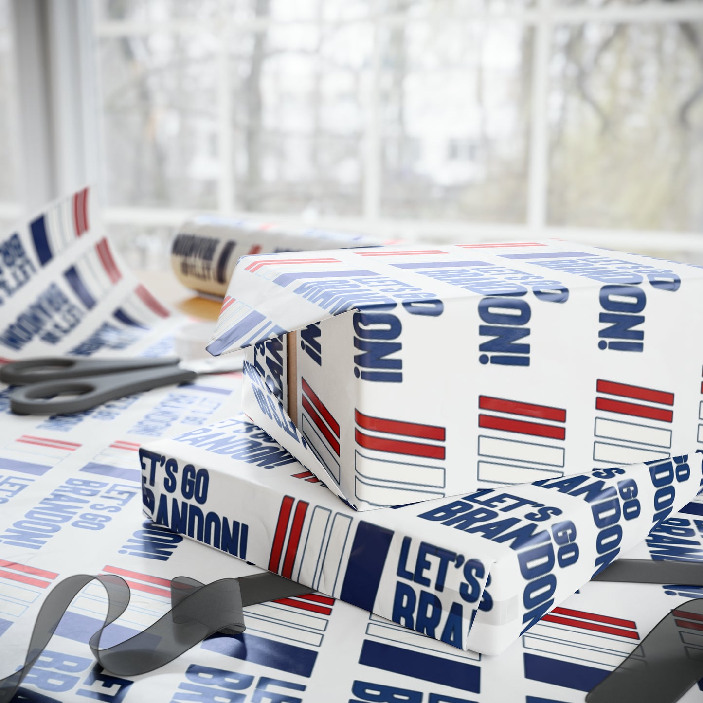 Let's GO Brandon Racing Style USA Wrapping Paper for Gifts - Trump Christmas Wrapping Paper