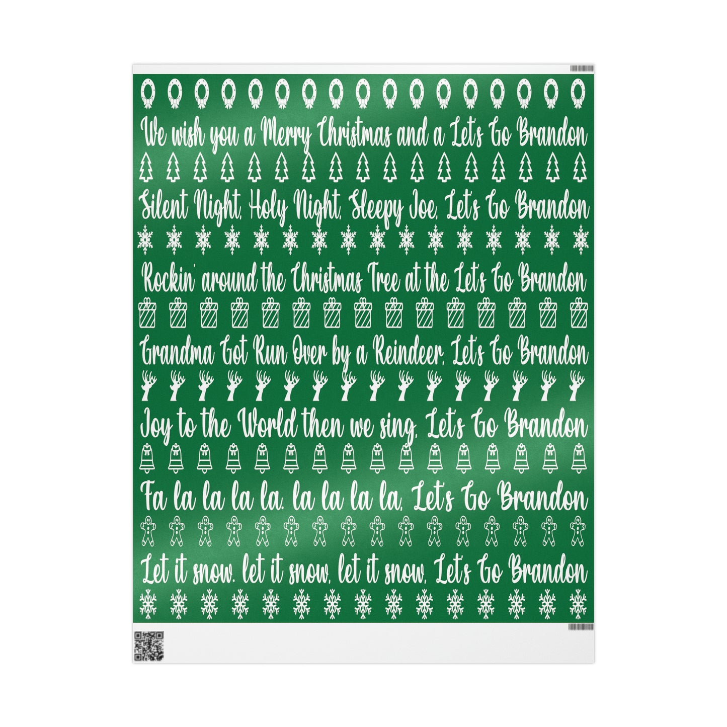 Funny Let's Go Brandon Christmas Gift Wrap Green - Brandon Trump Gift Wrap Funny Green Wrapping Paper
