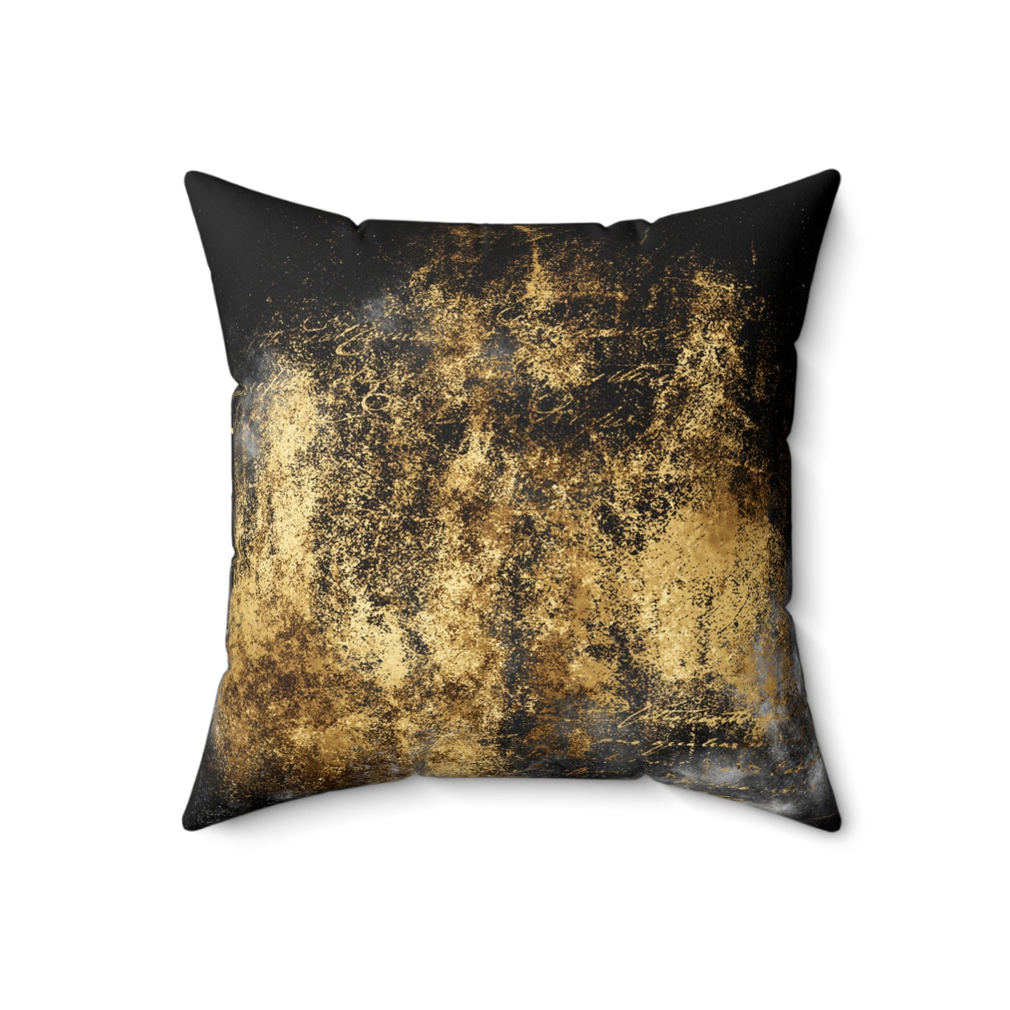 Bold Beautiful Black Gold Print Faux Suede Soft Square Pillow