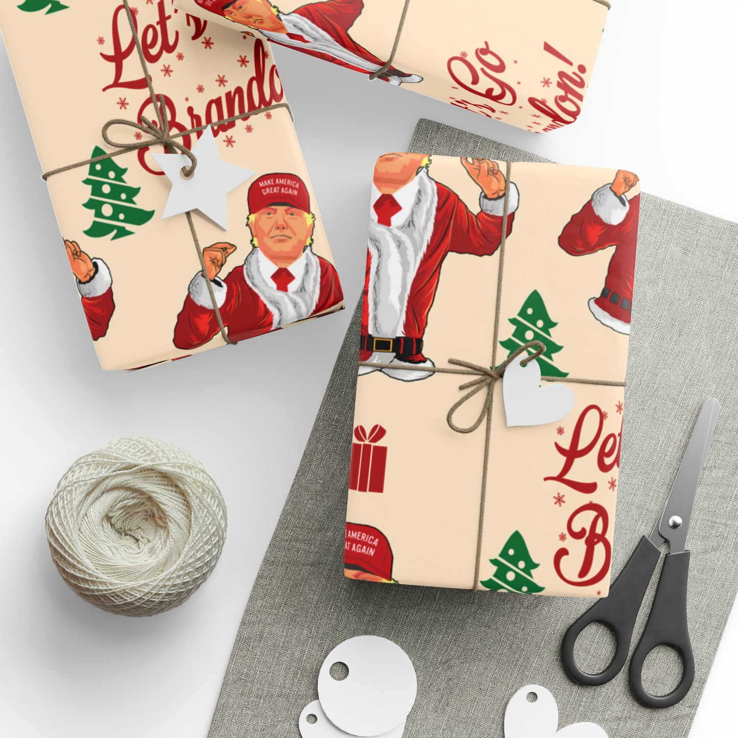 Funny Trump Christmas Wrapping Paper for Gifts - Let's Go Brandon Gift - Funny Santa Trump Wrapping Paper Christmas