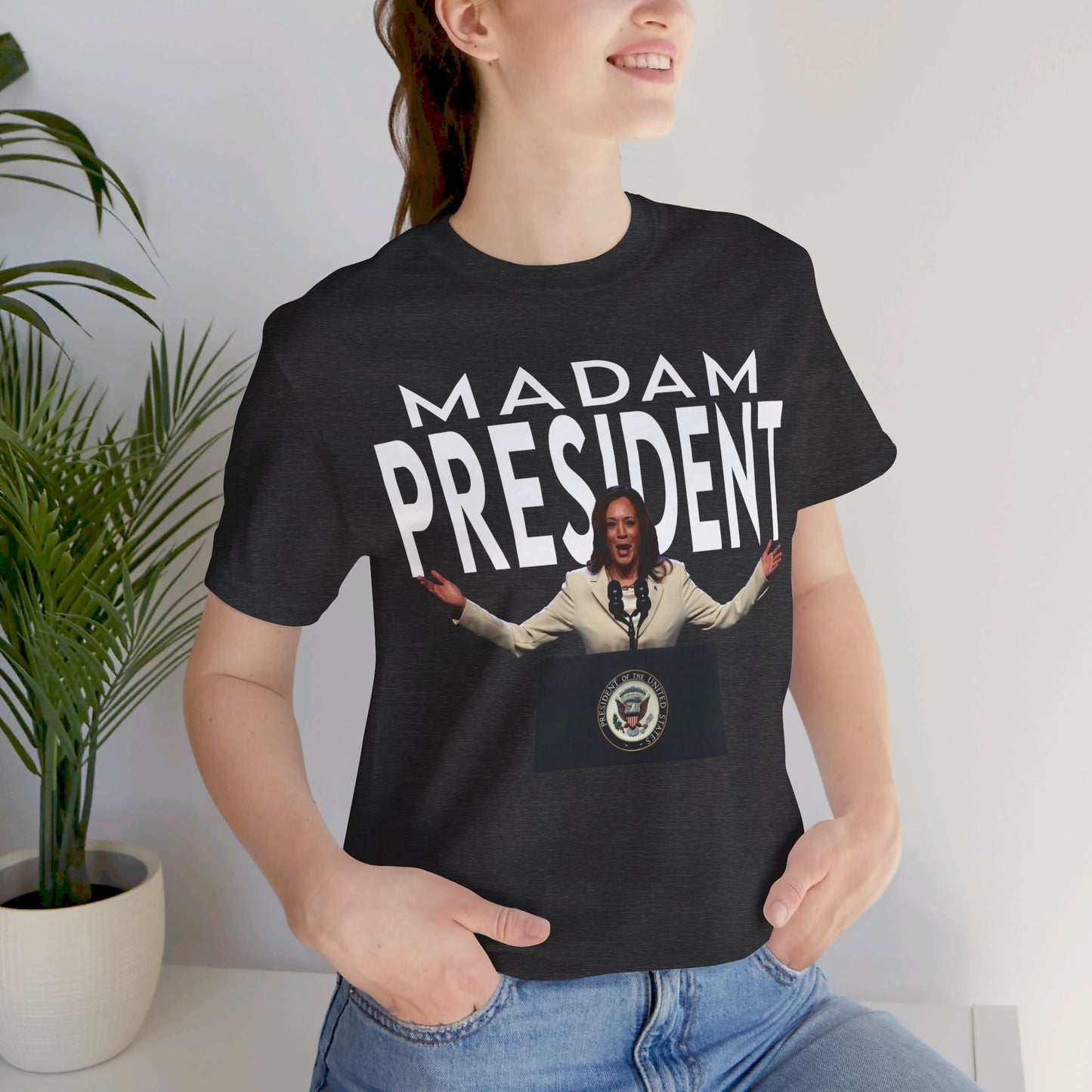 Madam President Kamala Harris, Bella Canvas 3001 Unisex T-Shirt, Kamala Shirt, Kamala DNC Shirt - Anti Trump, Democracy Shirt, Kamala Shirt