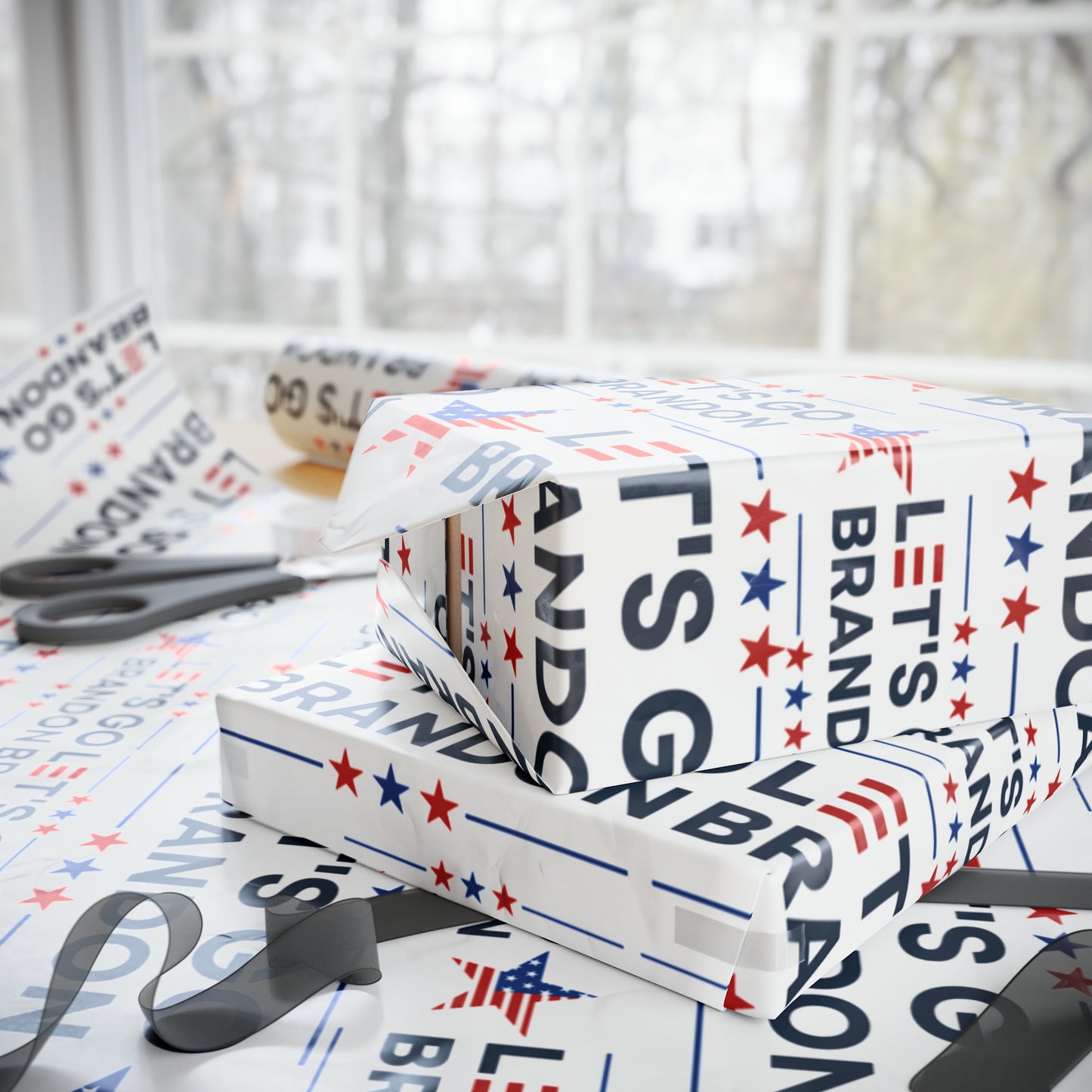 Let's Go Brandon Style USA Wrapping Paper for Gifts - Trump Maga Let's Go Brandon Trump Christmas Gift Wrap