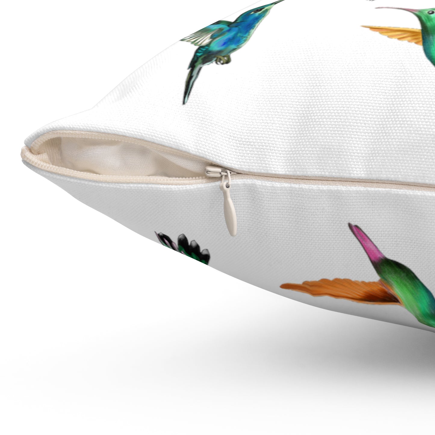 Beautiful Hummingbird Pillow Colorful Digital Watercolor Bird Lover Bird Watcher Nature Spun Polyester Square Pillow