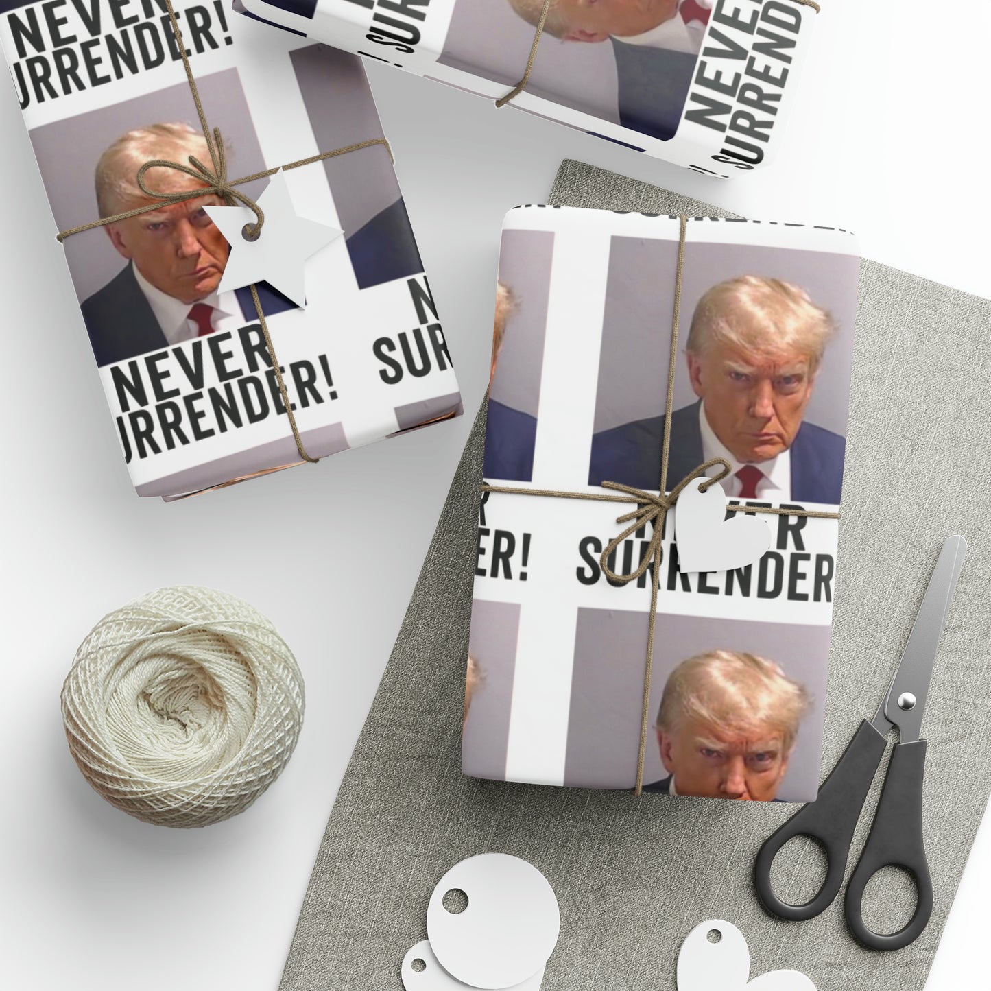 Trump Mugshot Gift Wrap Never Surrender Gift Wrap Trump 2024 Gift Wrap