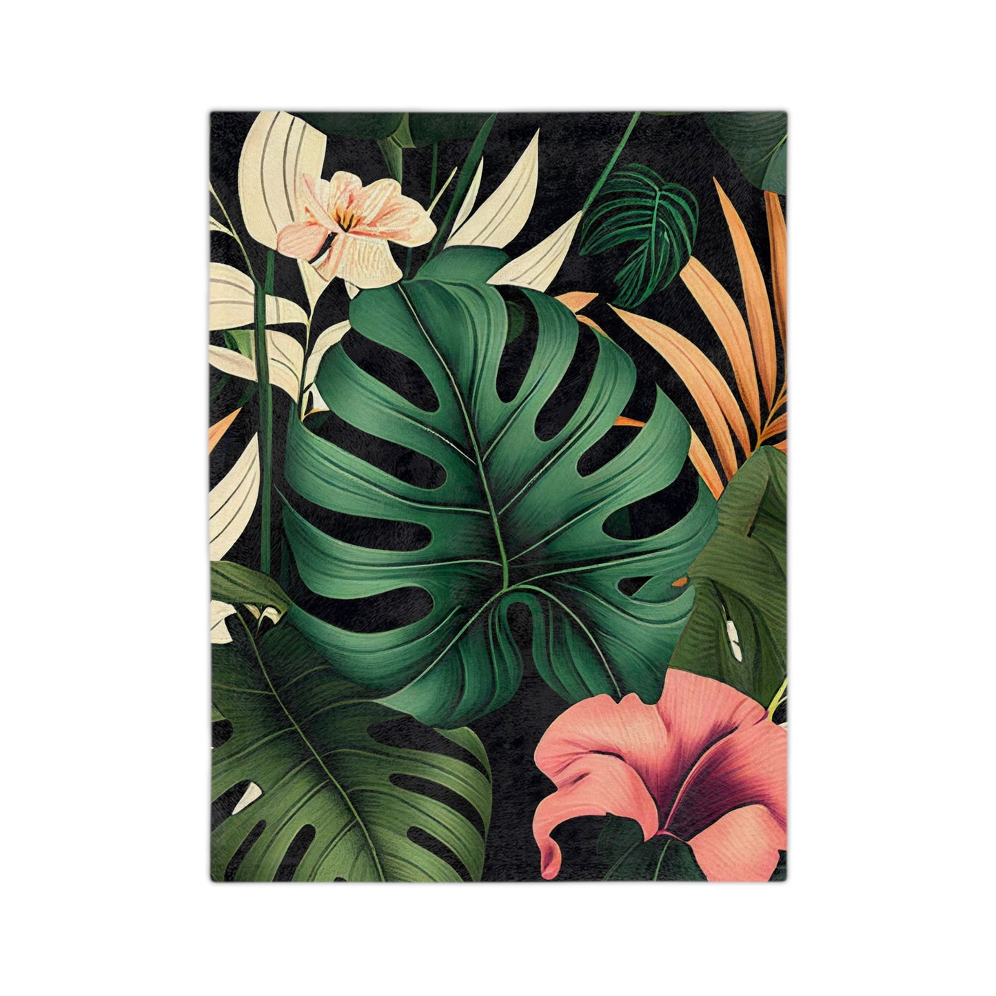 Terrific Tropical Monstera Leaf Pattern Throw Sofa Bed Blanket - Soft Thick Velveteen Minky Throw Blanket