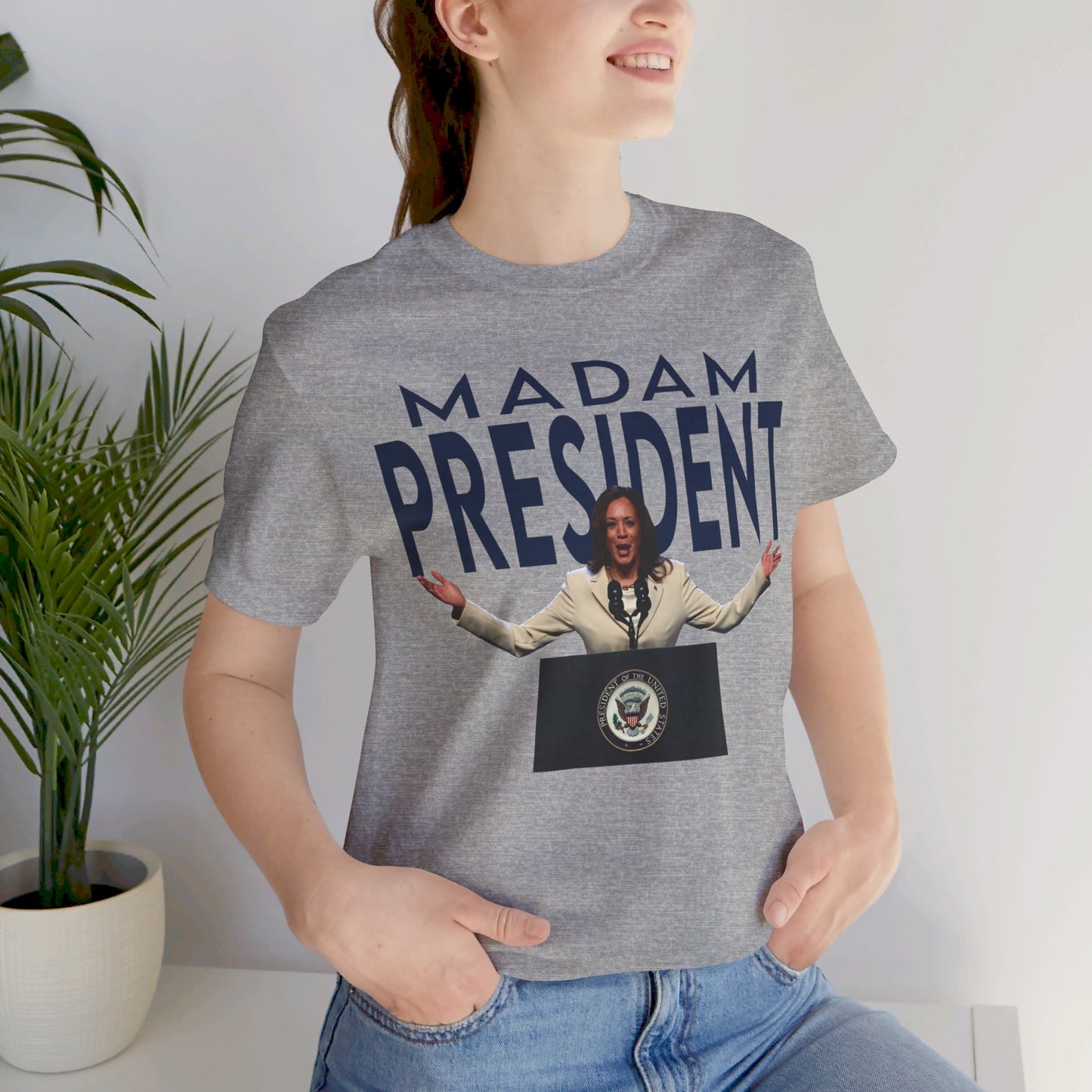 Madam President Kamala Harris, Bella Canvas 3001 Unisex T-Shirt, Kamala Shirt, Kamala DNC Shirt - Anti Trump, Democracy Shirt, Kamala Shirt