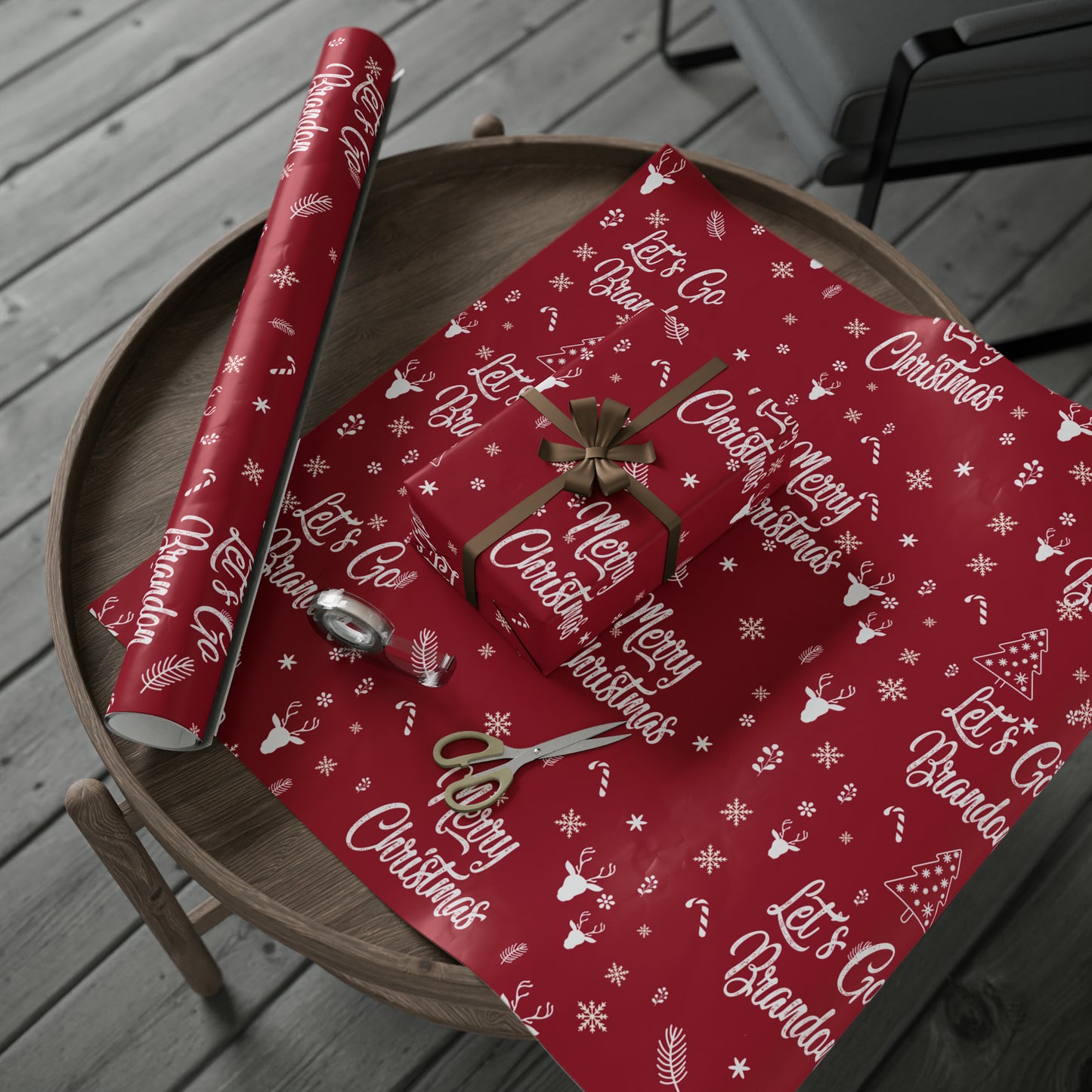 Red Christmas Gift Trump Wrapping Paper Trump Christmas Gift Let's Go Brandon Gift Wrap