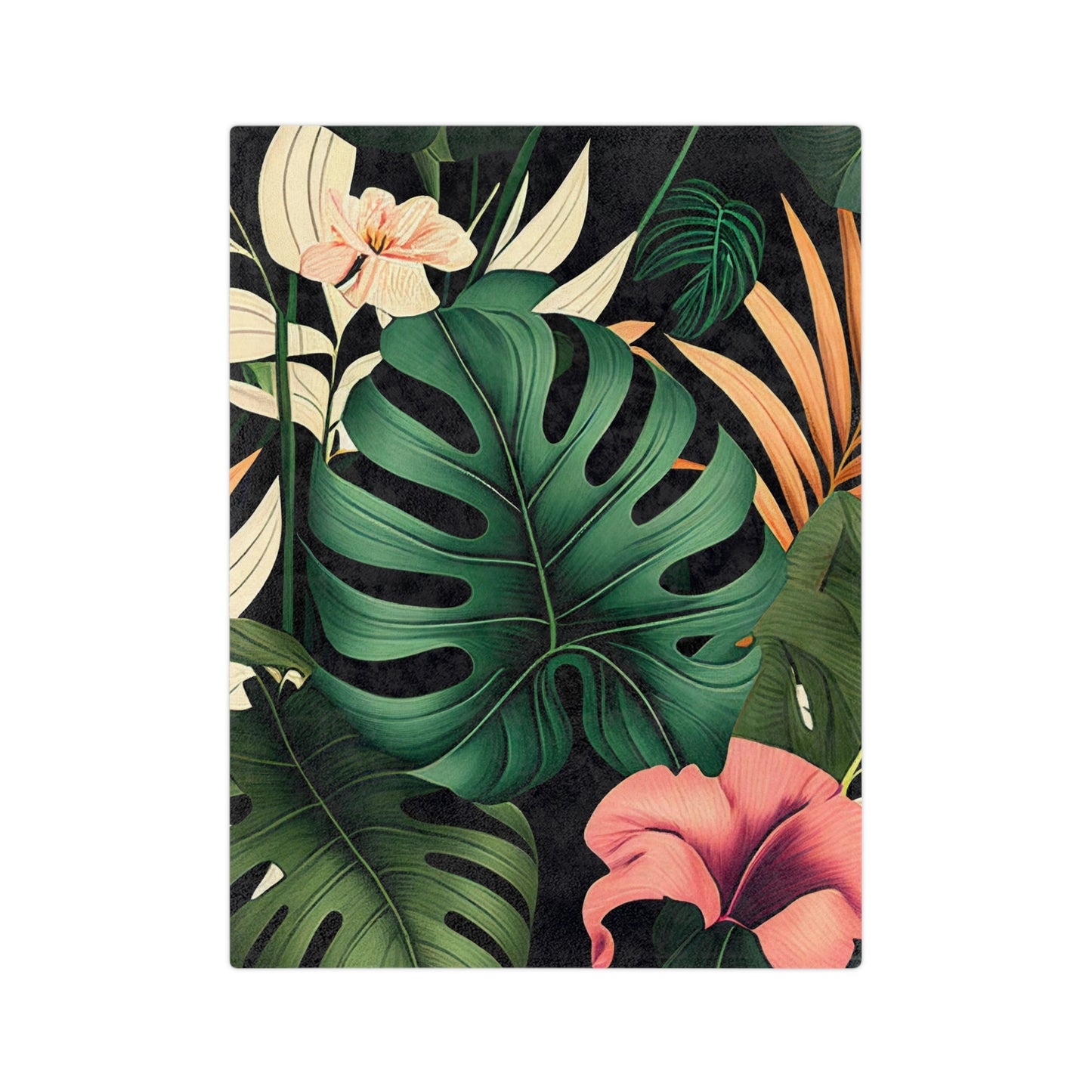 Terrific Tropical Monstera Leaf Pattern Throw Sofa Bed Blanket - Soft Thick Velveteen Minky Throw Blanket