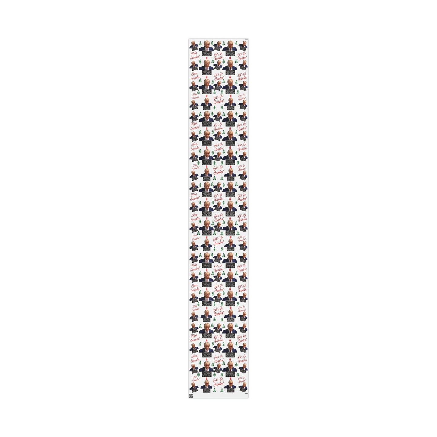 The Trump Mugshot Gift Wrap - Let's Go Brandon Gift Wrap - Santa Trump 2024 Never Surrender Wrapping Paper