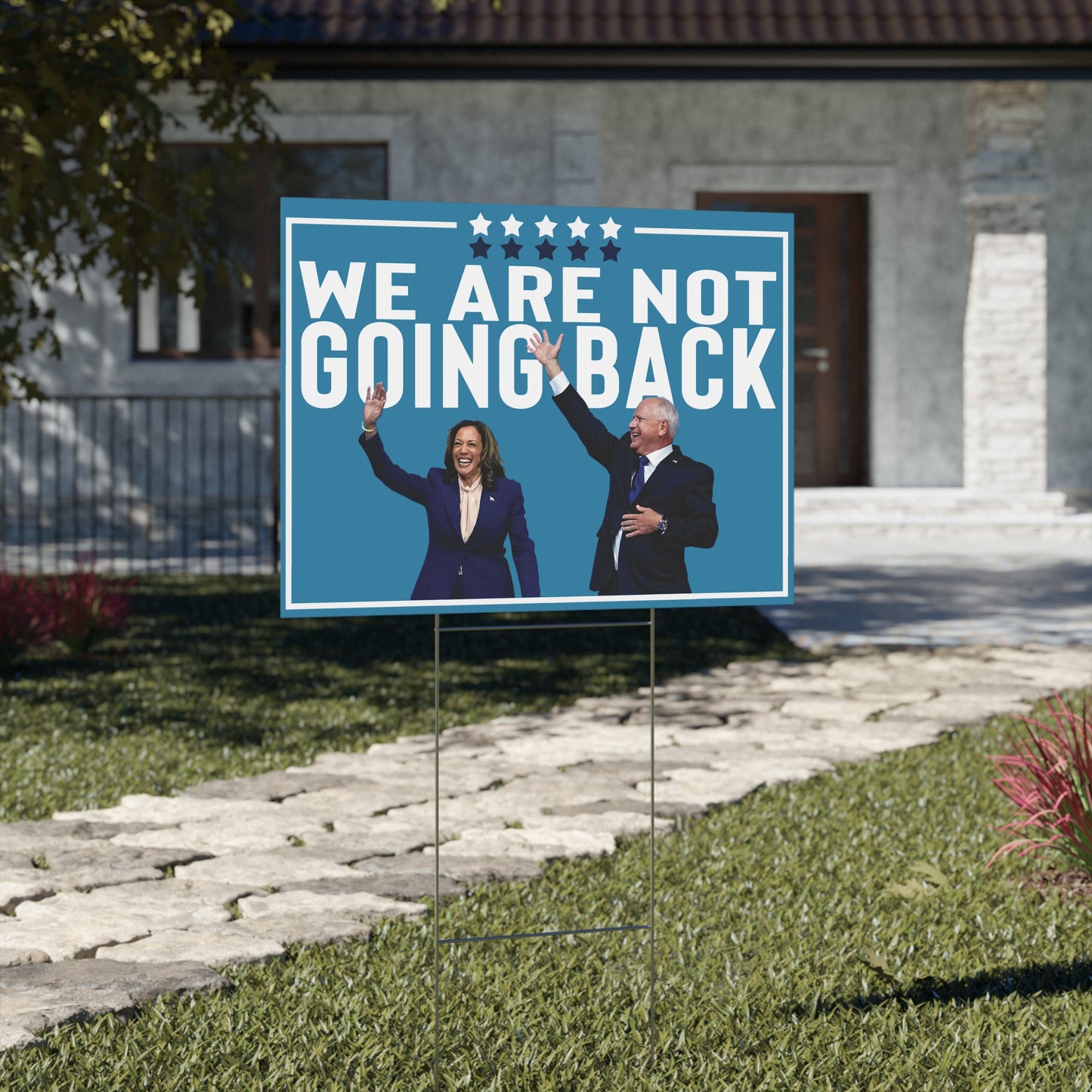 We Are Not Going Back, Harris Walz, Double Sided Yard Sign with Stand, Kamala Yard Sign, Lawn Sign 18" x 24", Harris Walz Yard Sign