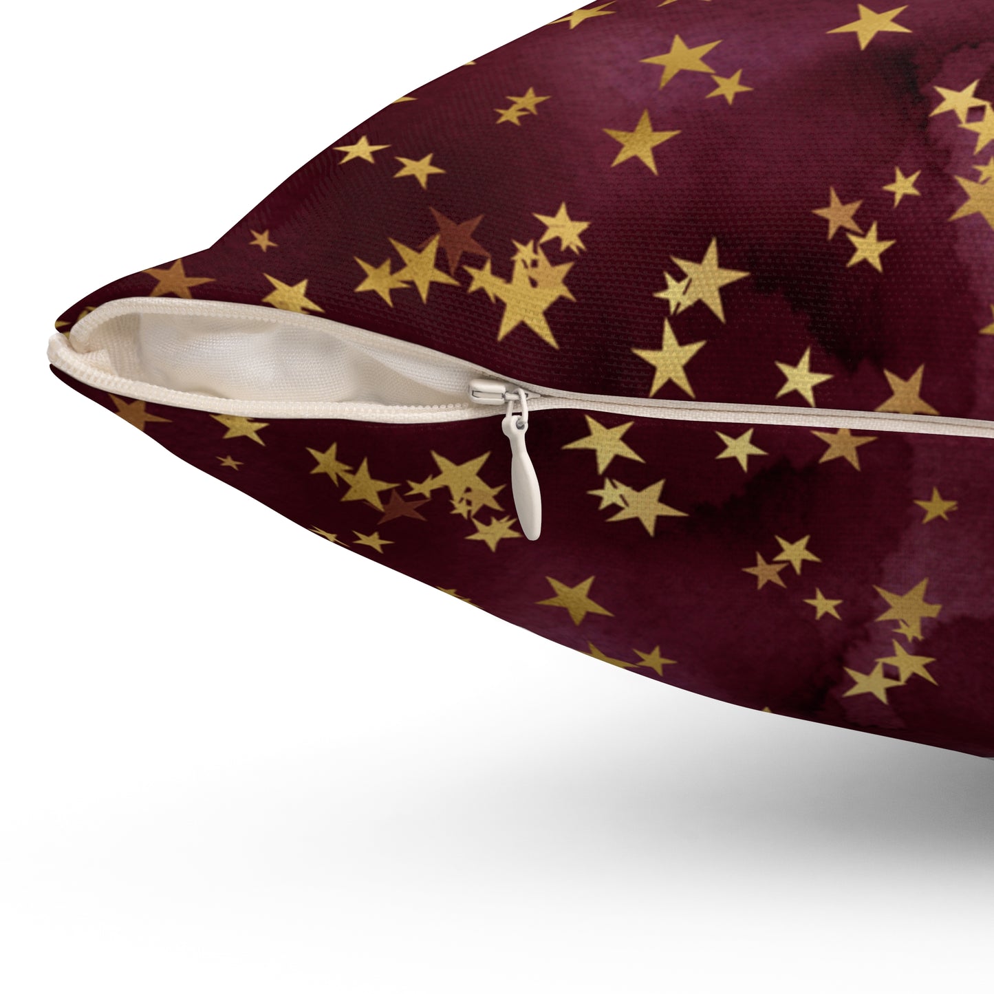 Fantasy Space Purple Wine Gold Stars Print Spun Polyester Square Pillow