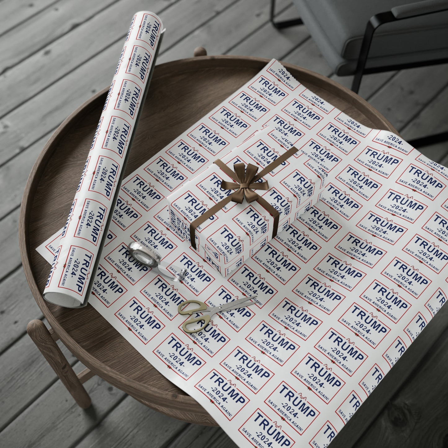 Great Trump Christmas Gift Trump Wrapping Paper Trump 2024 Save America Again Christmas Candy Cane Gift Wrap