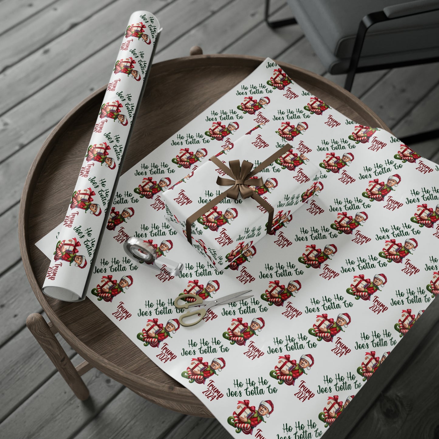 Trump Vs Biden Gift Wrap Christmas Gift Wrap Elf Trump 2024 Trump Elf Christmas Funny Gift Wrap Ho Ho Ho Joe's Gotta Go