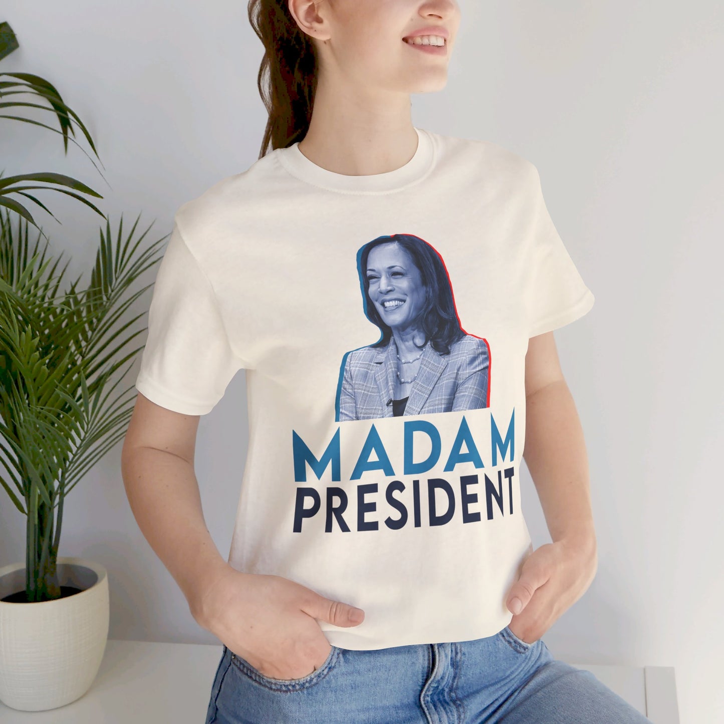 Madam President Kamala Harris, Bella Canvas 3001 Unisex T-Shirt, Kamala Shirt, Kamala DNC Shirt - Anti Trump, Democracy Shirt, Kamala Shirt