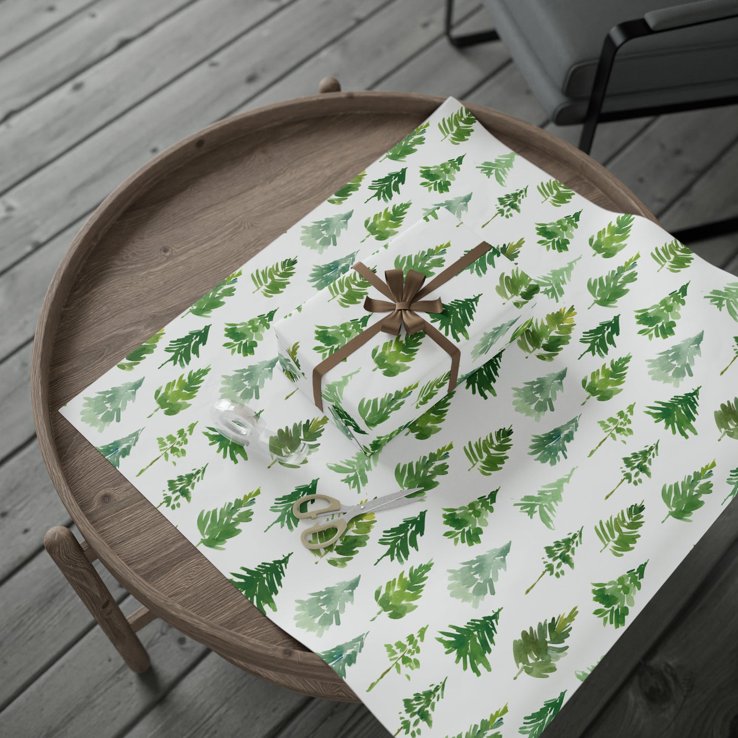 Gorgeous Green Pastel Trees Christmas Gift Wrap - Christmas Trees Wrapping Paper