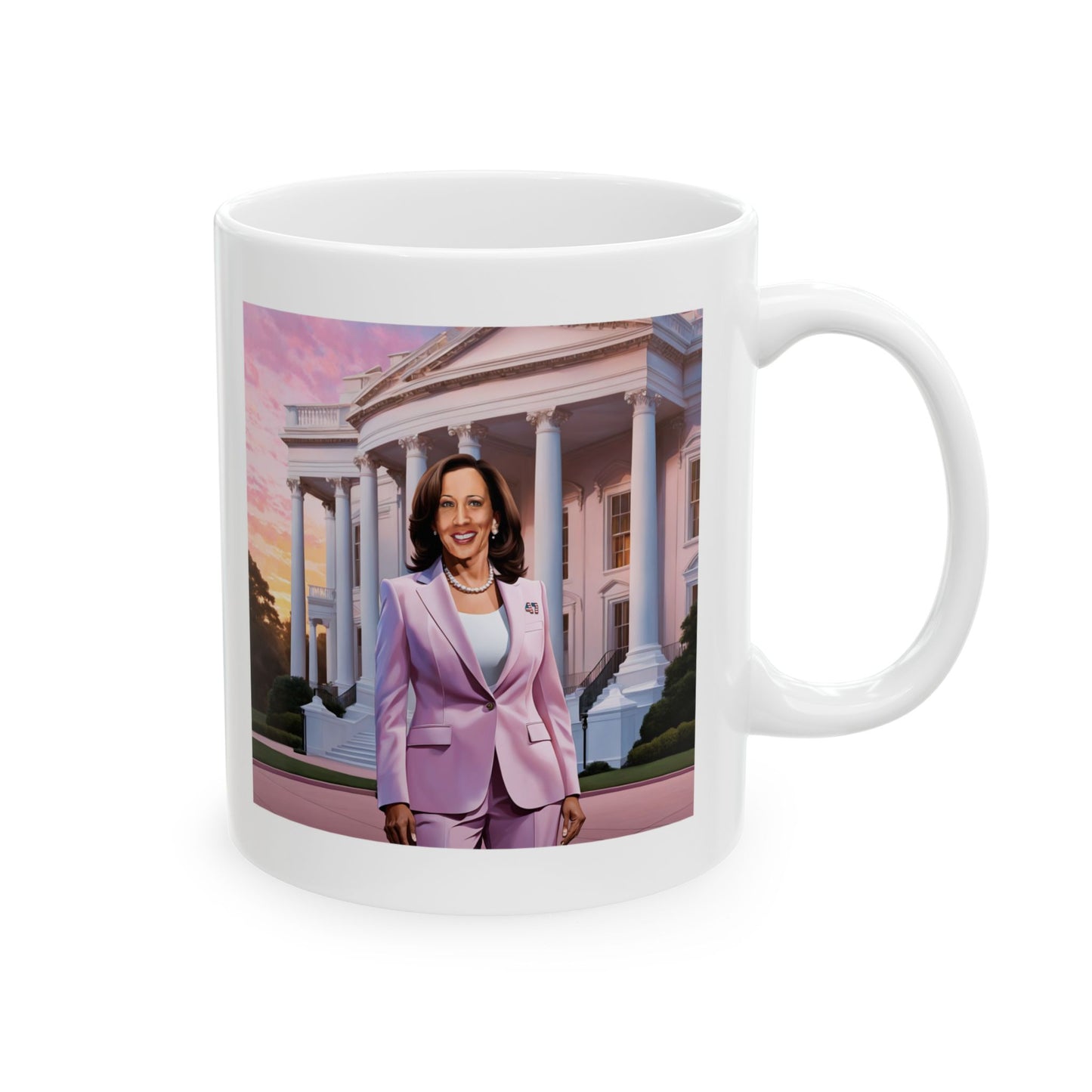 Kamala White House 11oz Mug, Best Kamala Mug Gift, Kamala Harris 2024, Kamala Digi-Art White House Mug, Vote Harris 2024, Kamala Momala