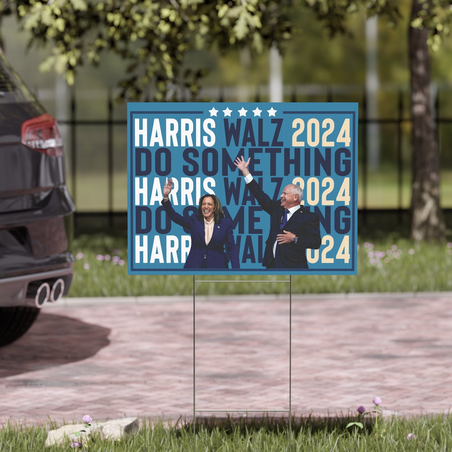 Michelle Obama Do Something, Harris Walz Lawn Sign, Double Sided Yard Sign with Stand, Kamala Yard Sign, Lawn Sign 18" x 24", Do Something