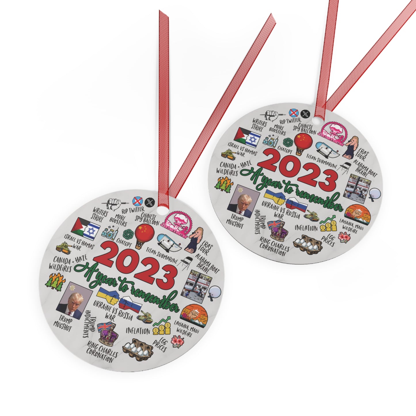 2023 Christmas Ornament 2023 Keepsake Ornament Lightweight Shaterproof Metal Ornaments Christmas Ornament Exchange Commemorative Ornament