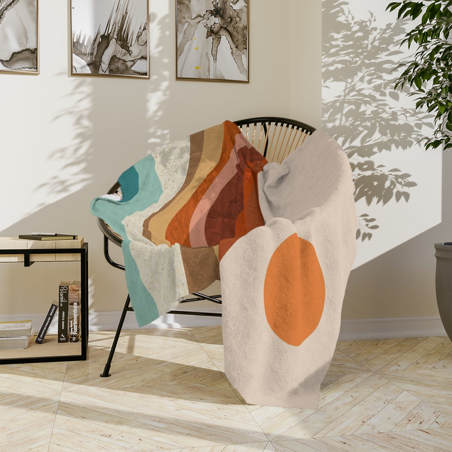 Retro Style Mountain Sun Dunes Throw Sofa Bed Blanket - Soft Thick Velveteen Minky Throw Blanket
