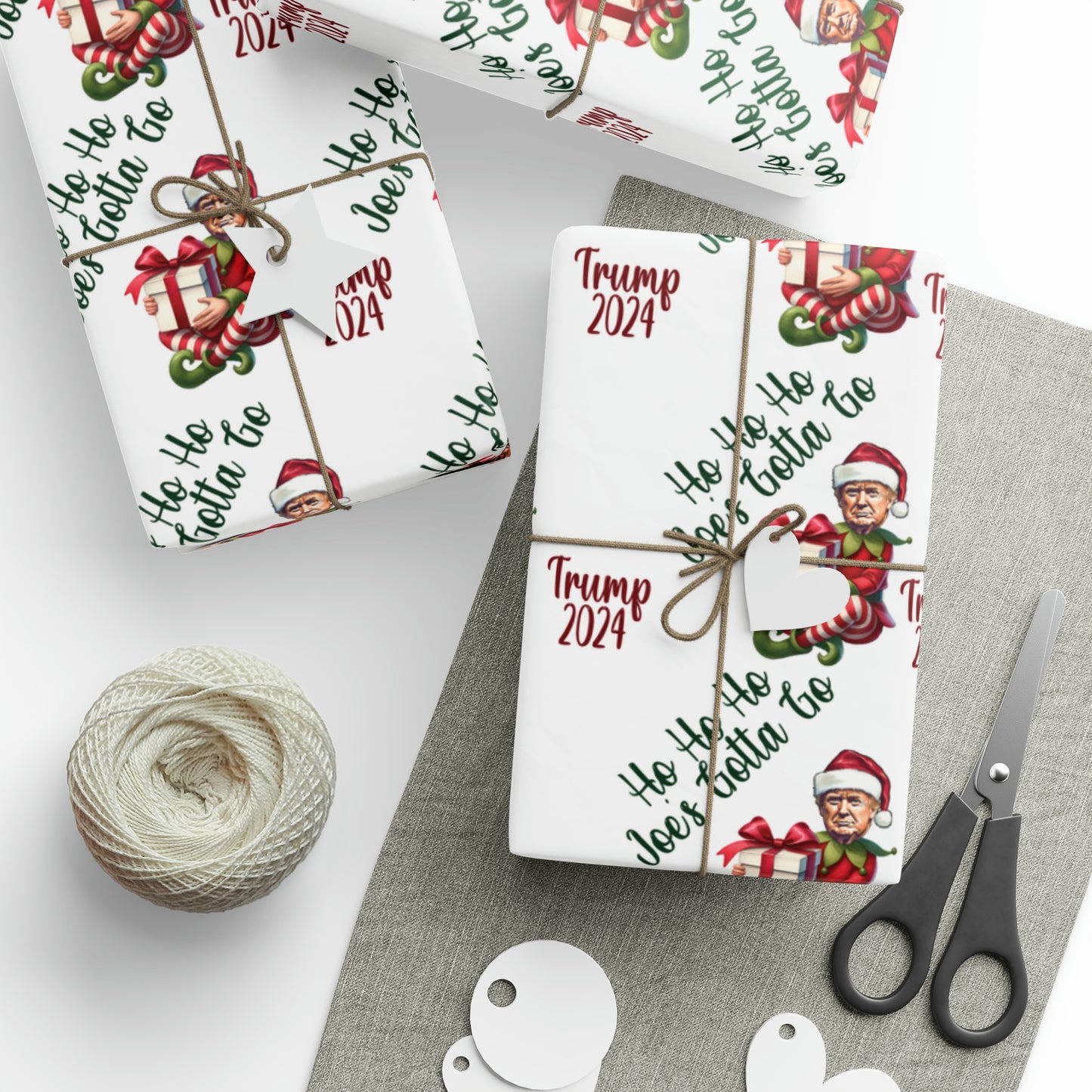 Trump Vs Biden Gift Wrap Christmas Gift Wrap Elf Trump 2024 Trump Elf Christmas Funny Gift Wrap Ho Ho Ho Joe's Gotta Go