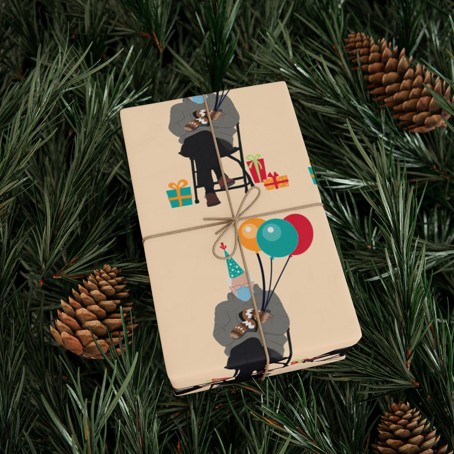 Funny Bernie Mittens Wrapping Paper Gift Bernie Sanders Meme Mittens Gift Birthday Wrapping