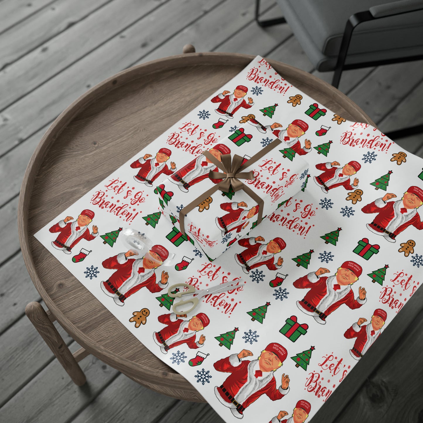 MAGA Trump Wrapping Paper for Gifts - Pro Trump Let's Go Brandon Christmas Gift Wrap