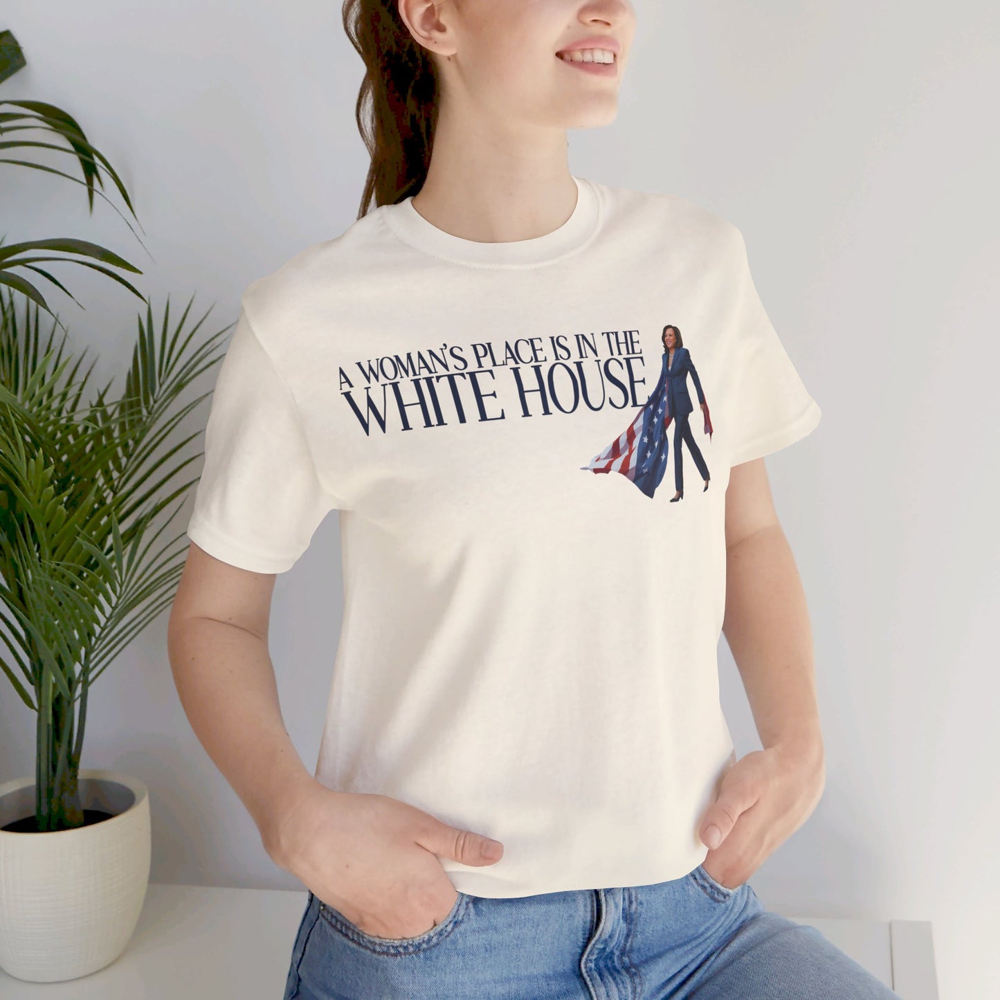 Woman's Place is in the White House, Madam President Kamala Harris, Bella Canvas 3001 Unisex T-Shirt, Kamala Shirt, Kamala DNC Shirt, Kamala