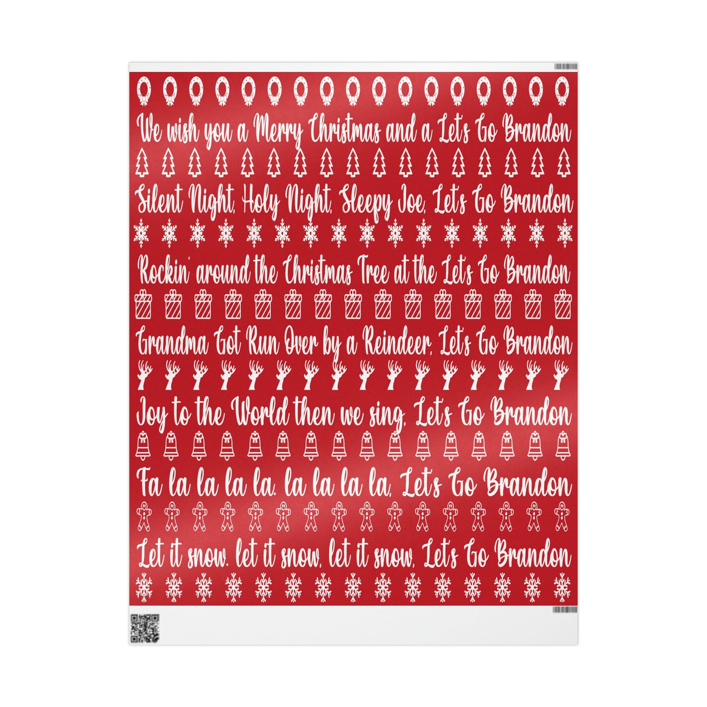 Funny Let's Go Brandon Christmas Gift Wrap Red - Brandon Gift Wrap - Funny Trump Christmas Songs Red Christmas Wrap