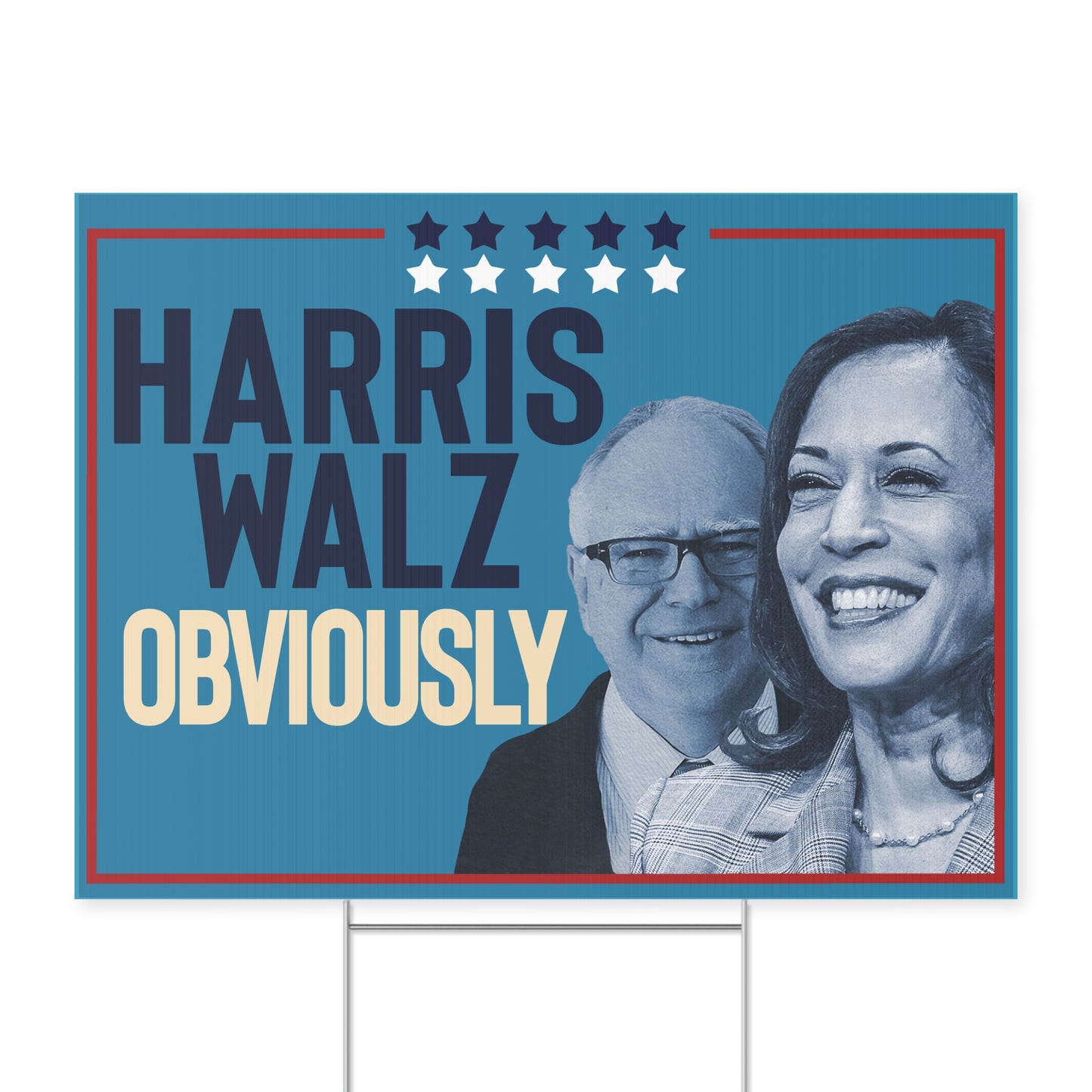 Kamala Harris Walz VP, Tim Walz VP, Harris 2024 Yard Sign with Stand, Kamala Yard Sign, Lawn Sign 18" x 24", Harris Walz Obviously