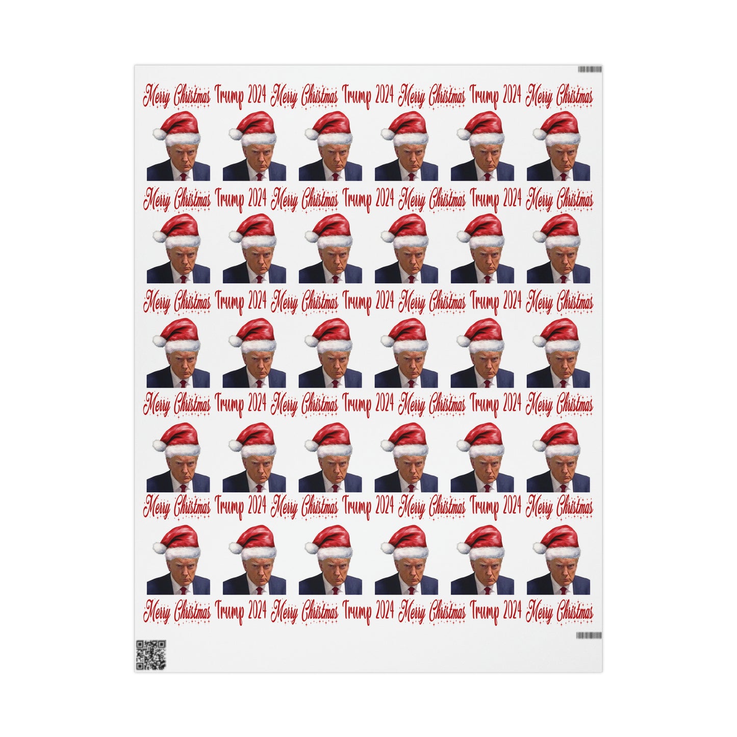 Santa Trump Mugshot Gift Wrap Merry Christmas Gift Wrap Trump 2024 Wrapping Paper