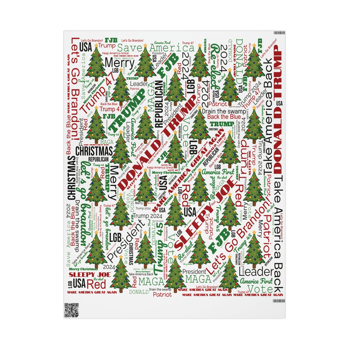 Christmas Word Wrap Trump Gift Wrap for Gifts Christmas - Let's Go Brandon Gift Wrap