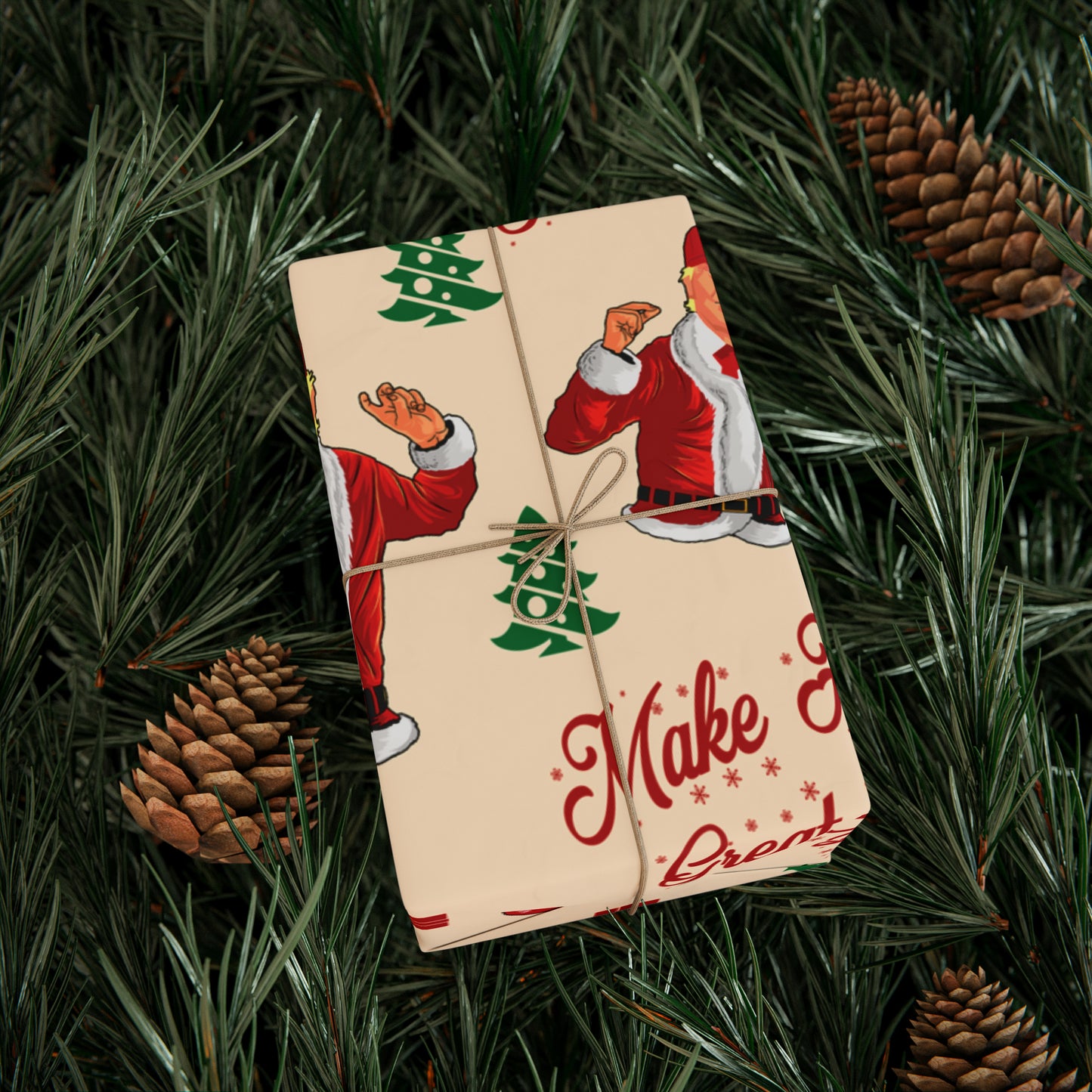 Funny MAGA Trump Christmas Wrapping Paper - Make America Great Again Gift - Joe Let's Go Brandon Funny Santa Trump Wrapping Paper