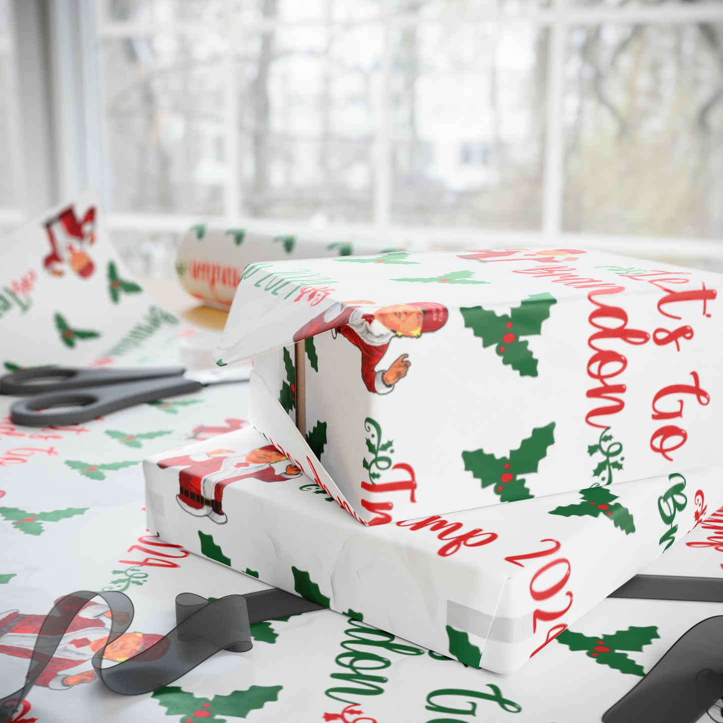 Christmas Trump 2024 Let's Go Brandon Wrapping Paper for Gifts